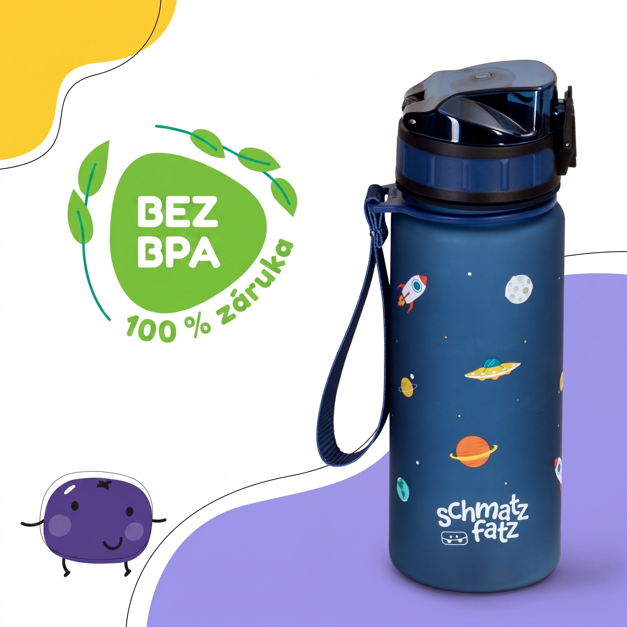 Klarstein Schmatzfatz Wakaba fľaša na pitie | 400 ml | Tritan | Popruh na prenášanie | Bez BPA – Obrázok 2