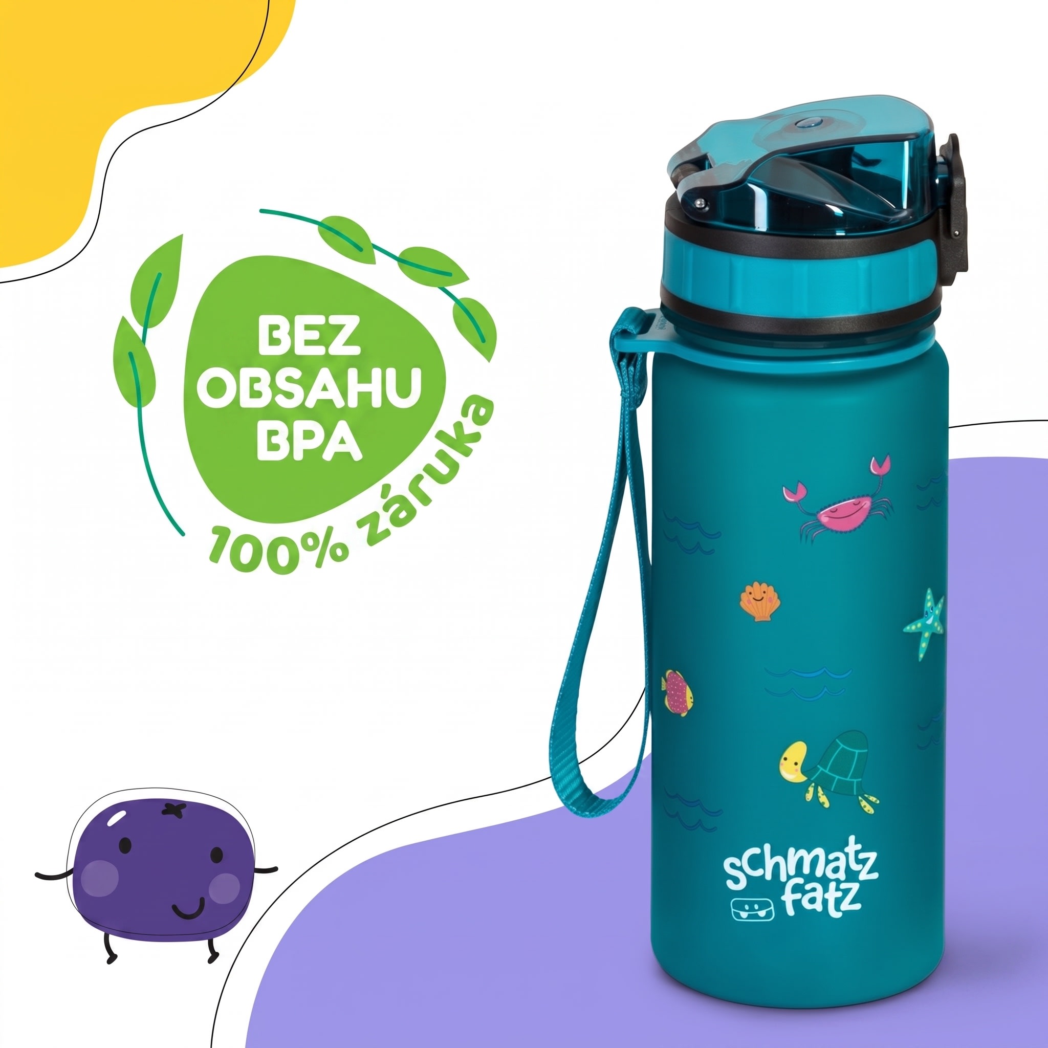 Klarstein Schmatzfatz Wakaba fľaša na pitie | 400 ml | Tritan | Popruh na prenášanie | Bez BPA – Obrázok 2