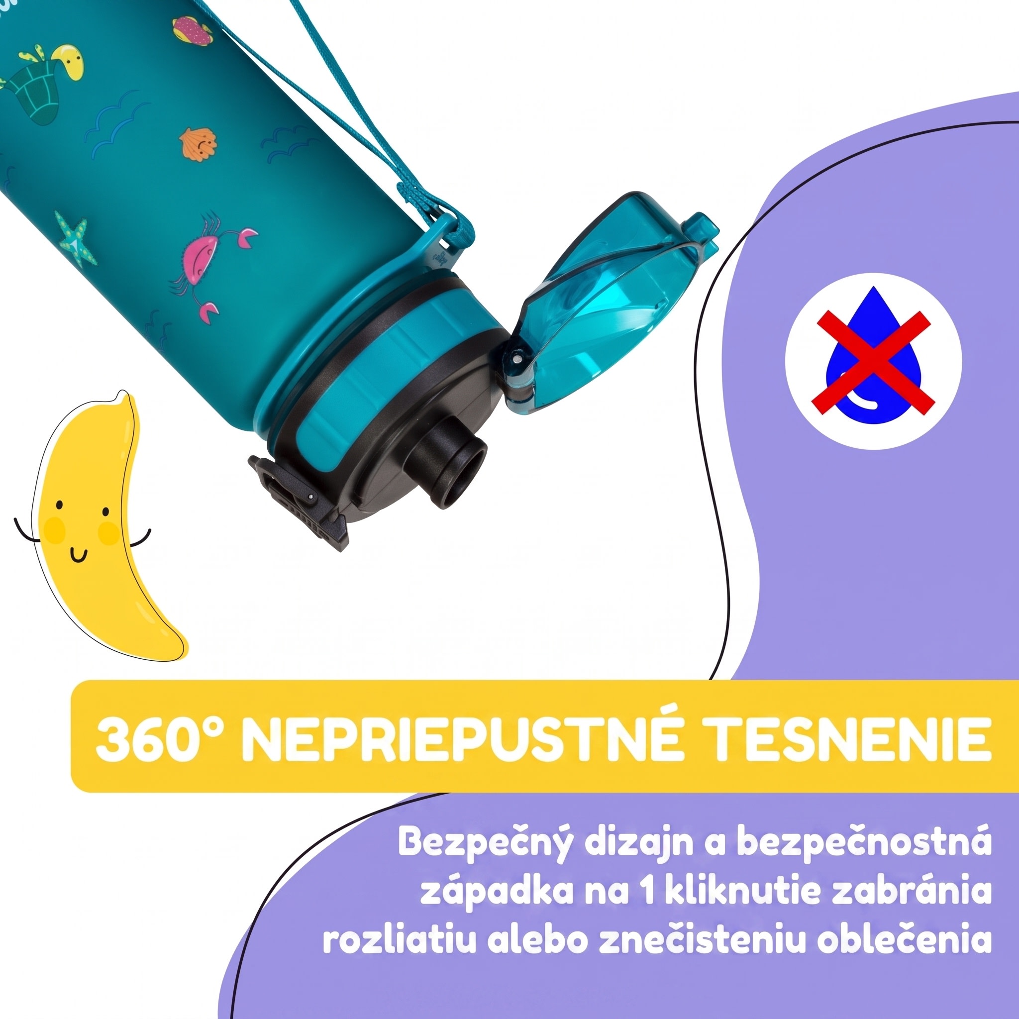Klarstein Schmatzfatz Wakaba fľaša na pitie | 400 ml | Tritan | Popruh na prenášanie | Bez BPA – Obrázok 3