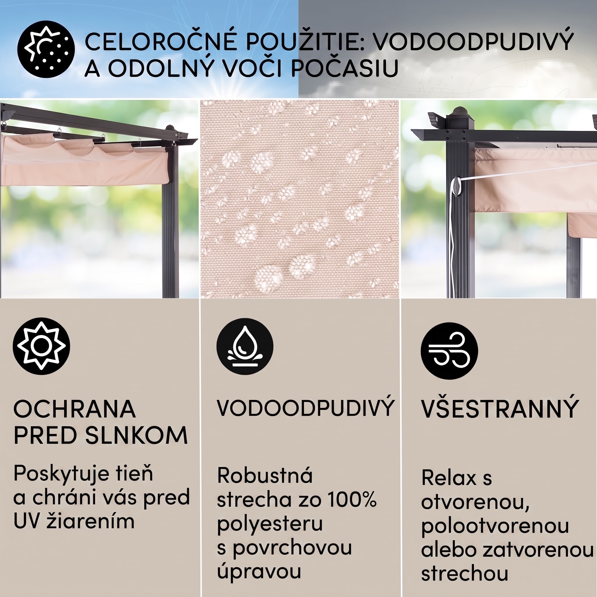 blumfeldt Pantheon pergola | 3 x 6 m | odolná voči poveternostným vplyvom | UV ochrana | celoročné použitie – Obrázok 2