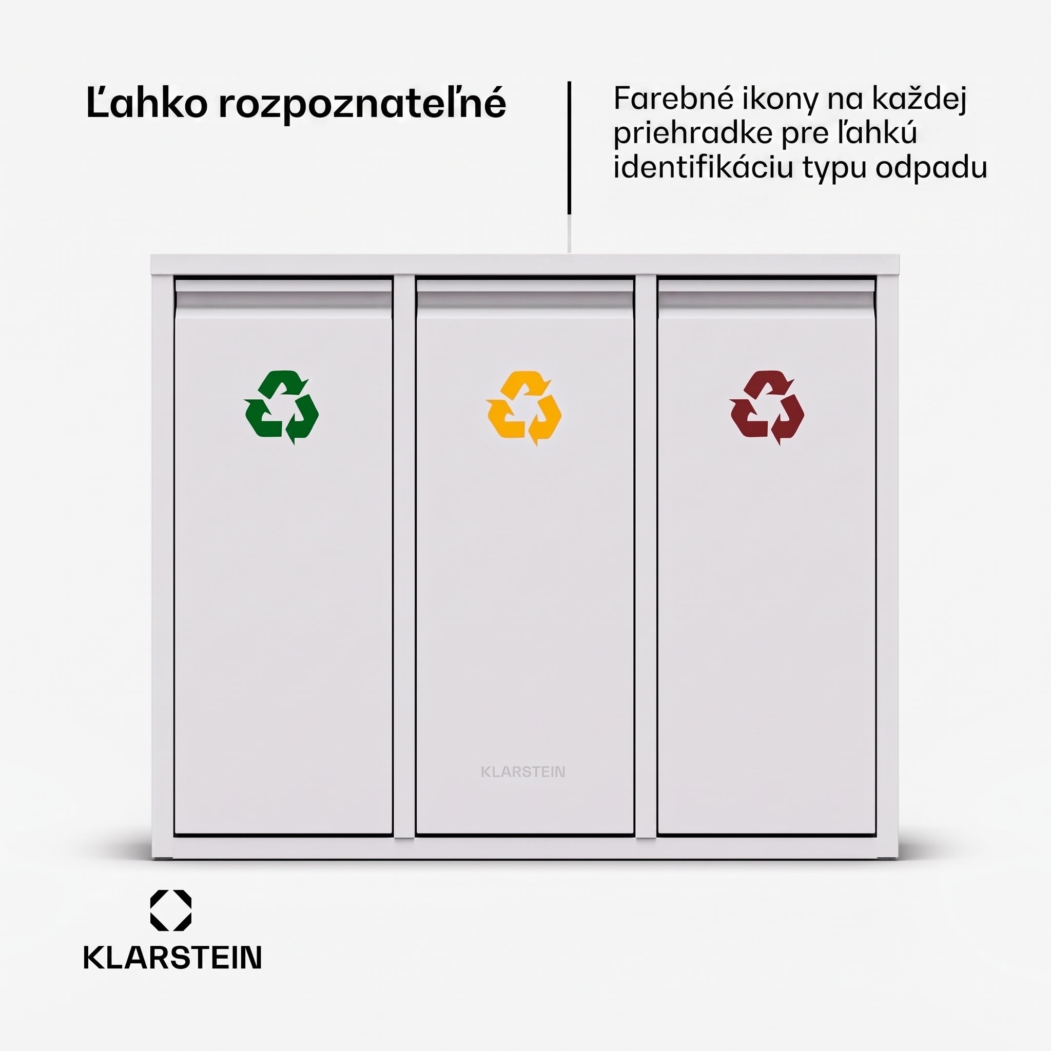 Klarstein Ordnungshüter 3 odpadkové koše 45 litrov 3 nádoby recyklácia nástenná montáž – Obrázok 3