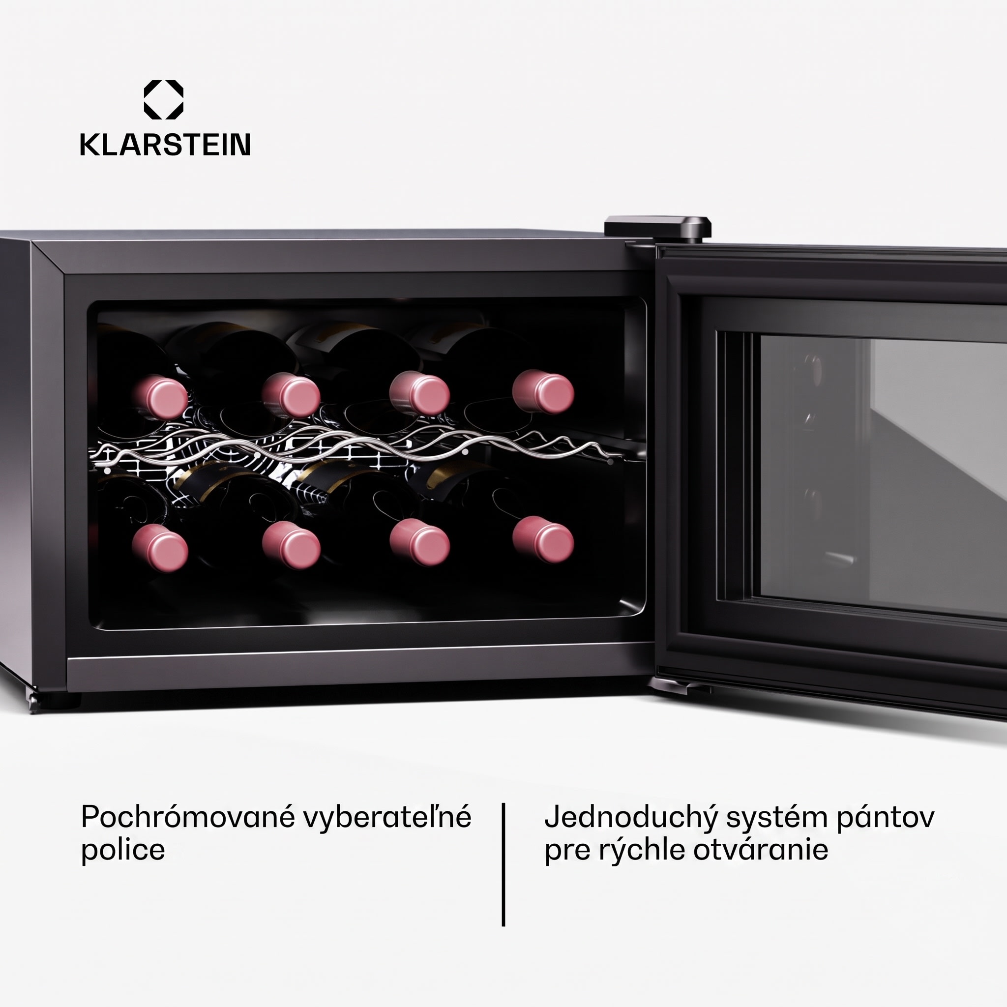 Klarstein Shiraz 8 Uno, vinotéka, 8 fliaš, 8-18°C, dotykové ovládanie – Obrázok 3