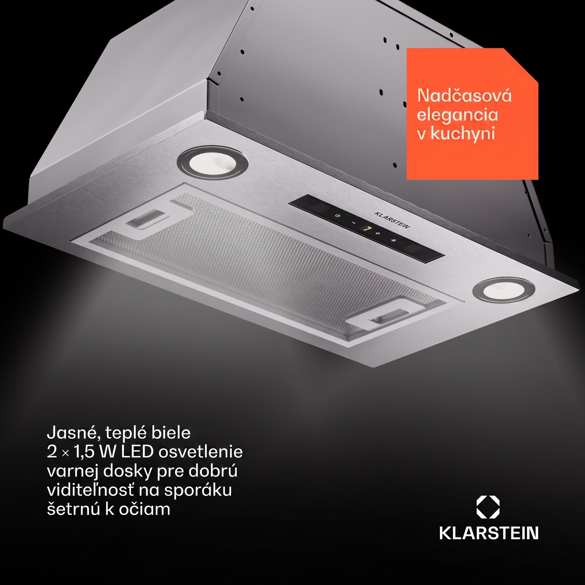 Klarstein Paolo 52, podskrinkový digestor 52 cm 439 m³/h LED Touch A++ – Obrázok 4