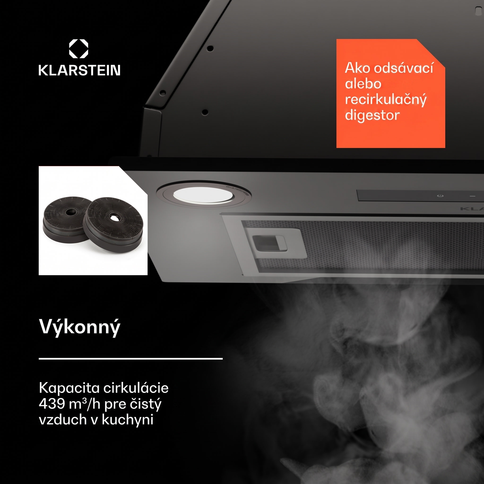 Klarstein Paolo 52 vstavaný Digestor 52 cm 439 m³/h LED Touch A++ – Obrázok 3