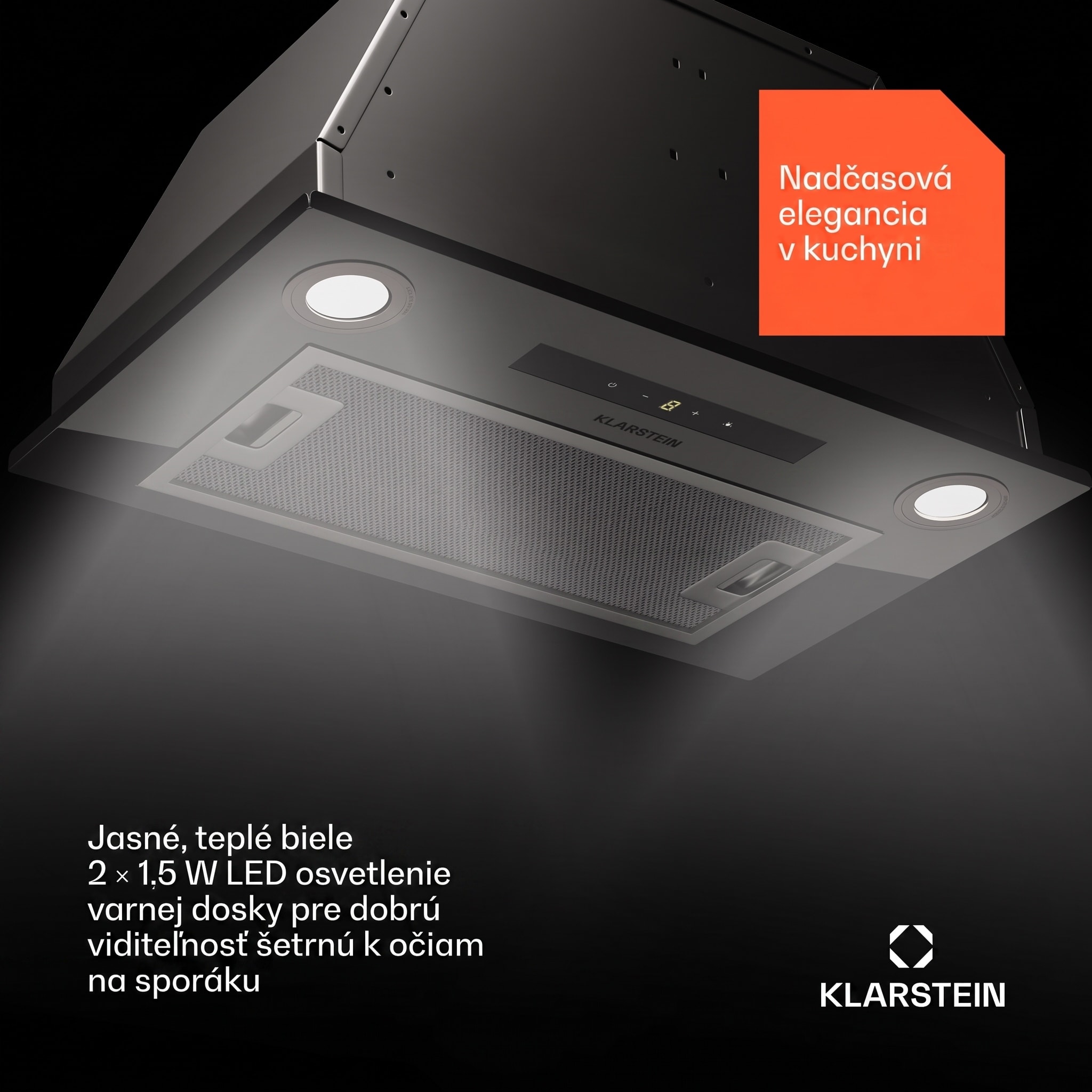 Klarstein Paolo 52 vstavaný Digestor 52 cm 439 m³/h LED Touch A++ – Obrázok 4