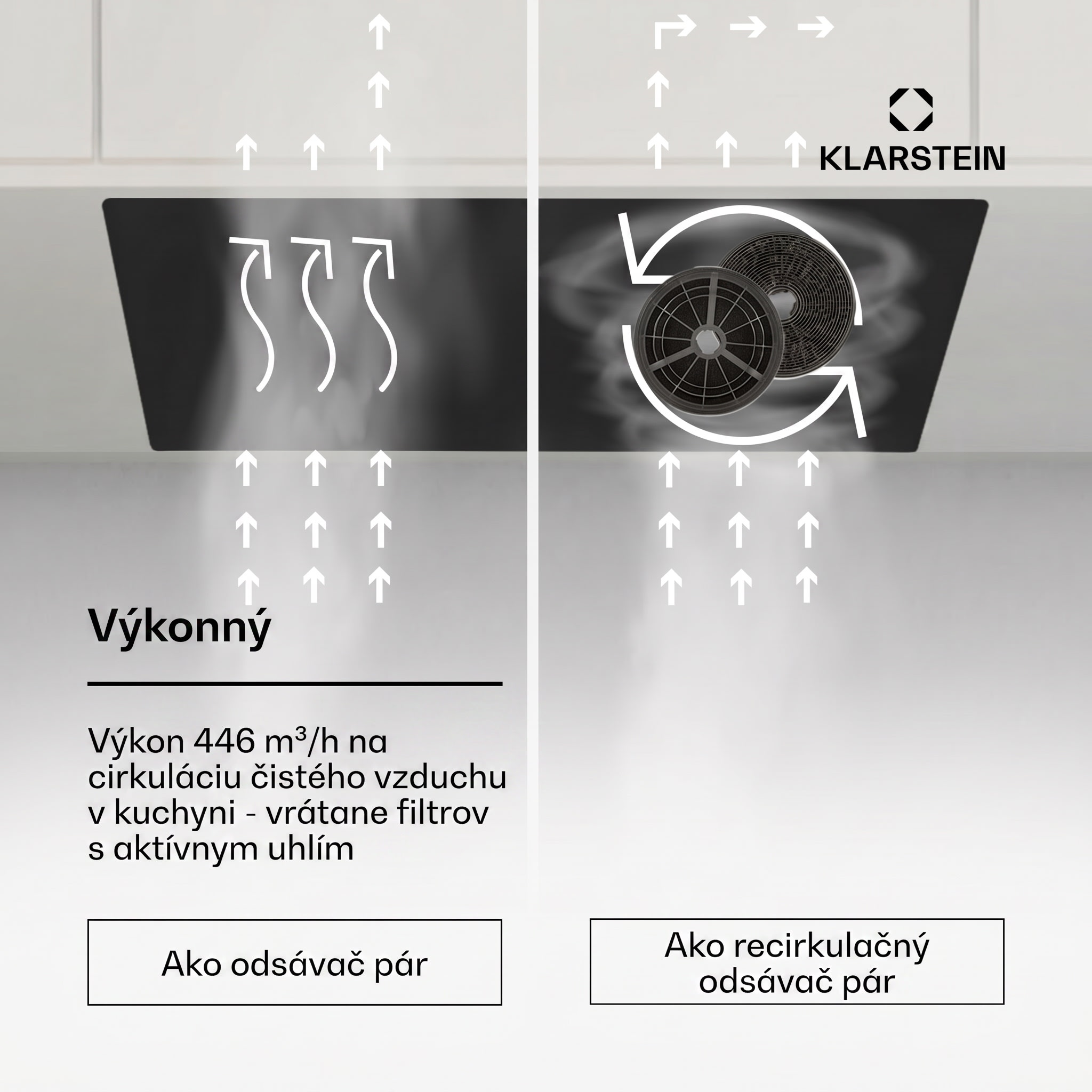 Klarstein Hektor Eco, digestor, 52 cm, 466 m³/h, dotykové ovládanie, sklo – Obrázok 3