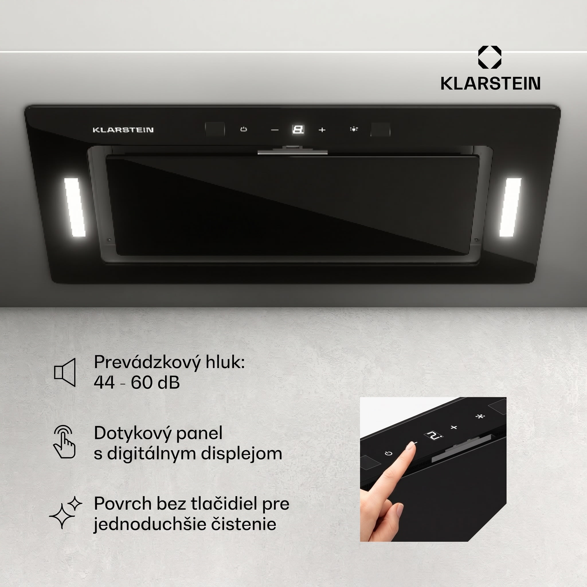Klarstein Hektor Eco, digestor, 52 cm, 466 m³/h, dotykové ovládanie, sklo – Obrázok 5