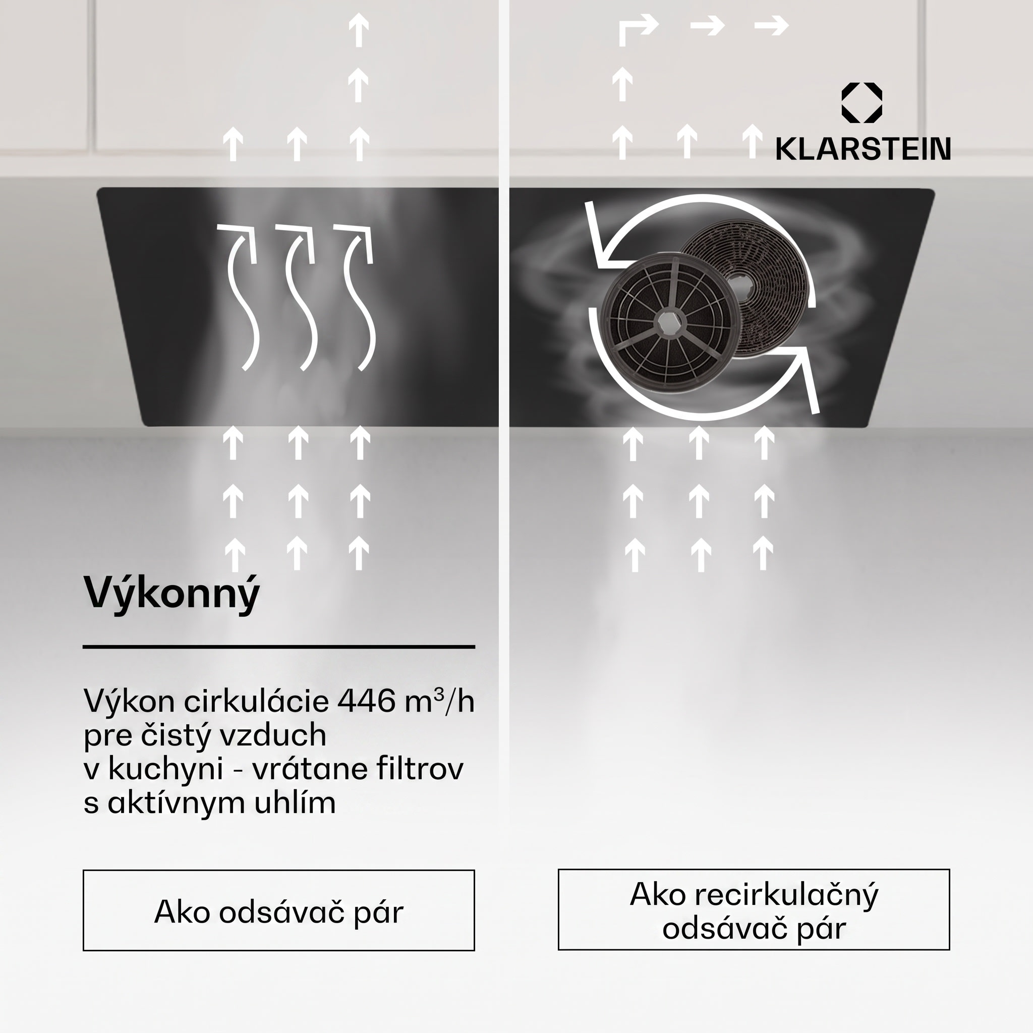 Klarstein Hektor Eco, digestor, 52 cm, 446 m³/h, dotykové ovládanie, sklo – Obrázok 3
