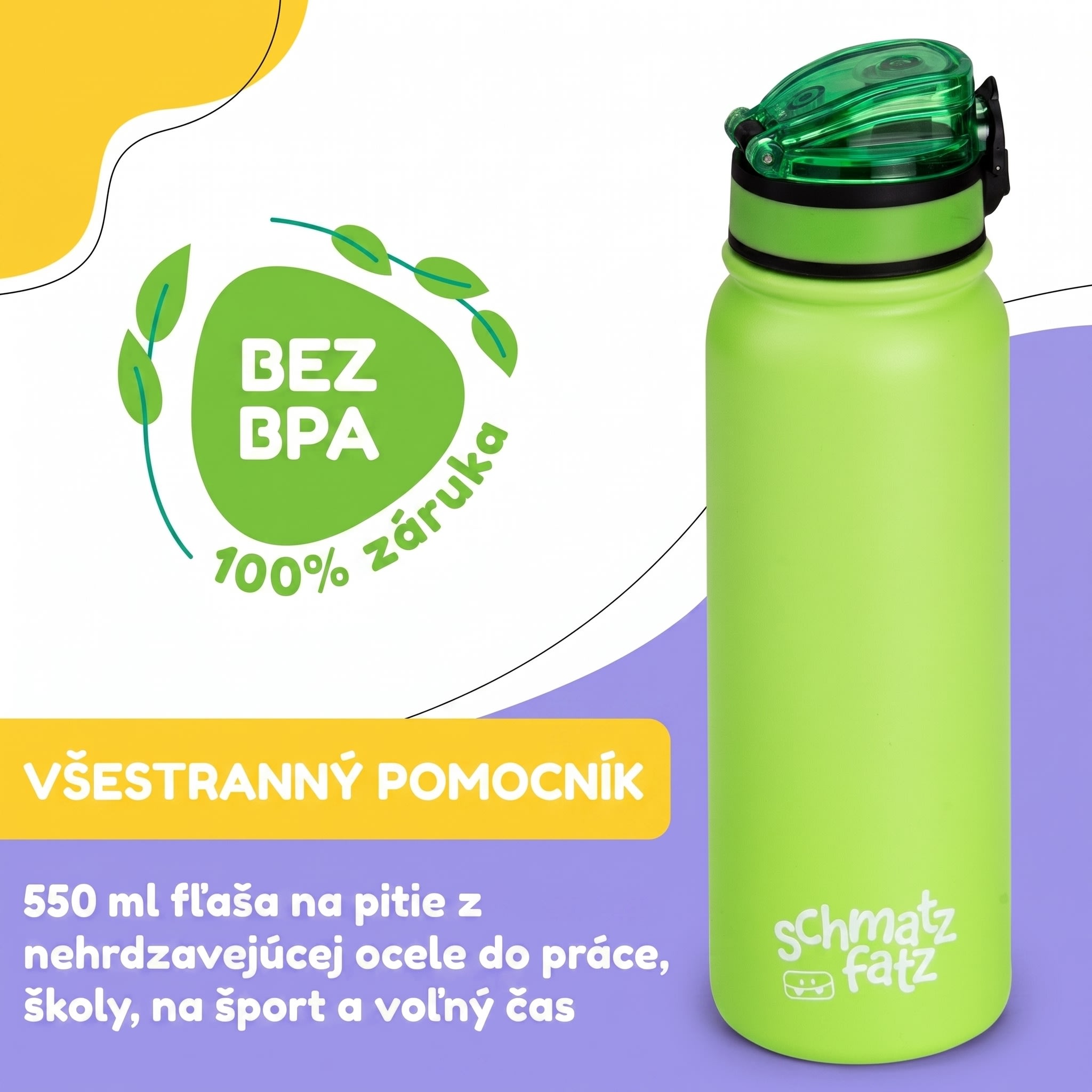 Klarstein schmatzfatz detská izolovaná fľaša na pitie 550 ml nerezová oceľ | ABS | BPA-free – Obrázok 2