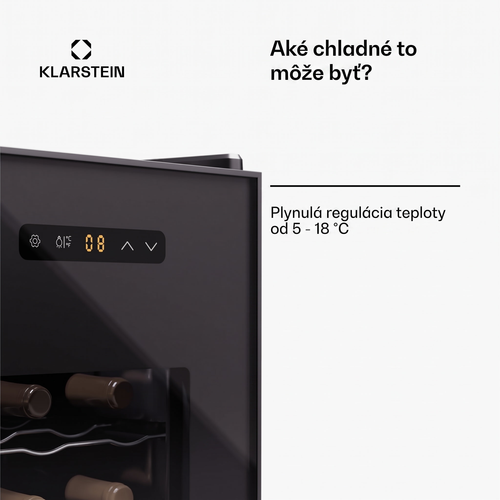 Klarstein Silent Vino 12 Uno, chladnička na víno, 31 l / 12 fliaš, 5-18 °C, dotykové – Obrázok 3