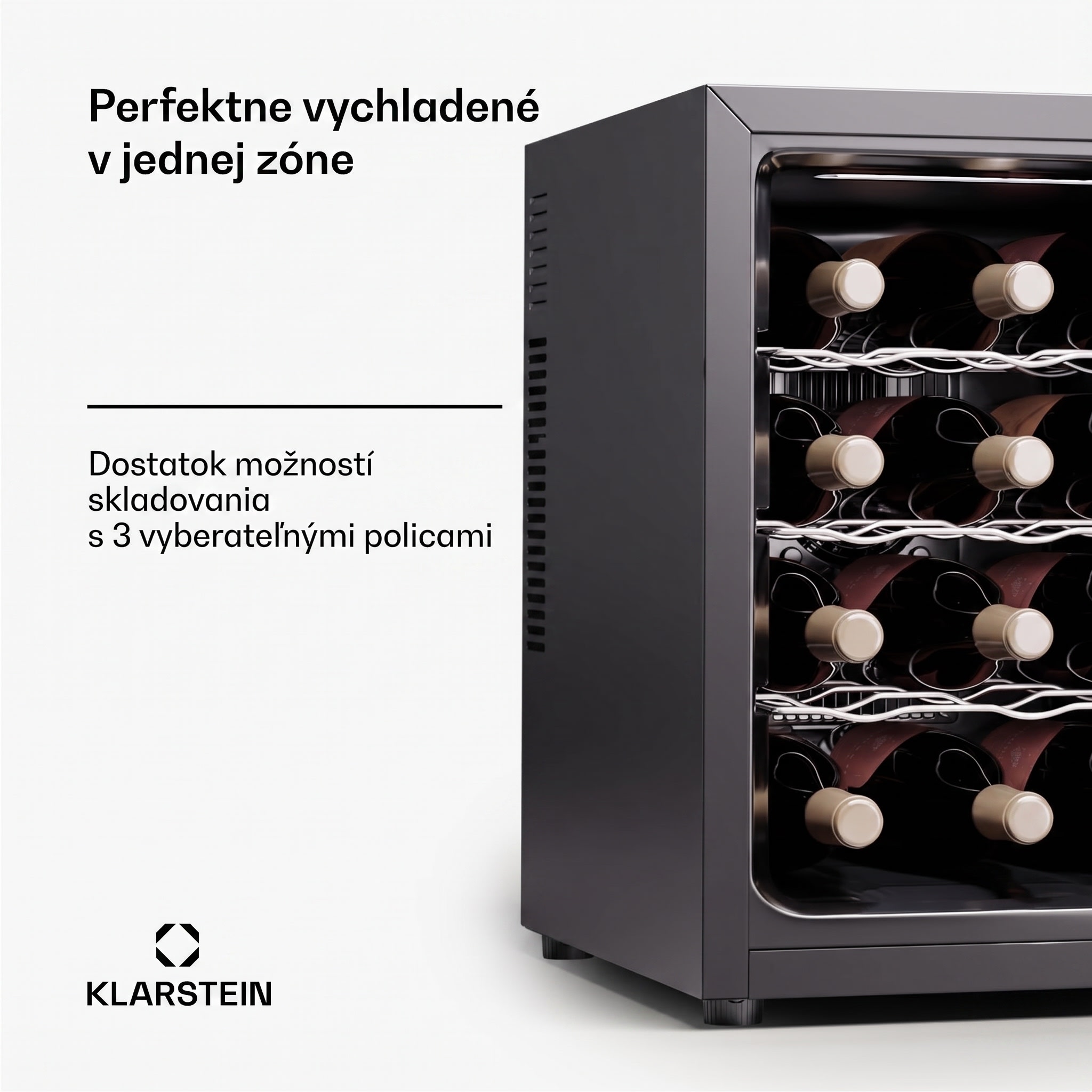 Klarstein Silent Vino 12 Uno, chladnička na víno, 31 l / 12 fliaš, 5-18 °C, dotykové – Obrázok 4