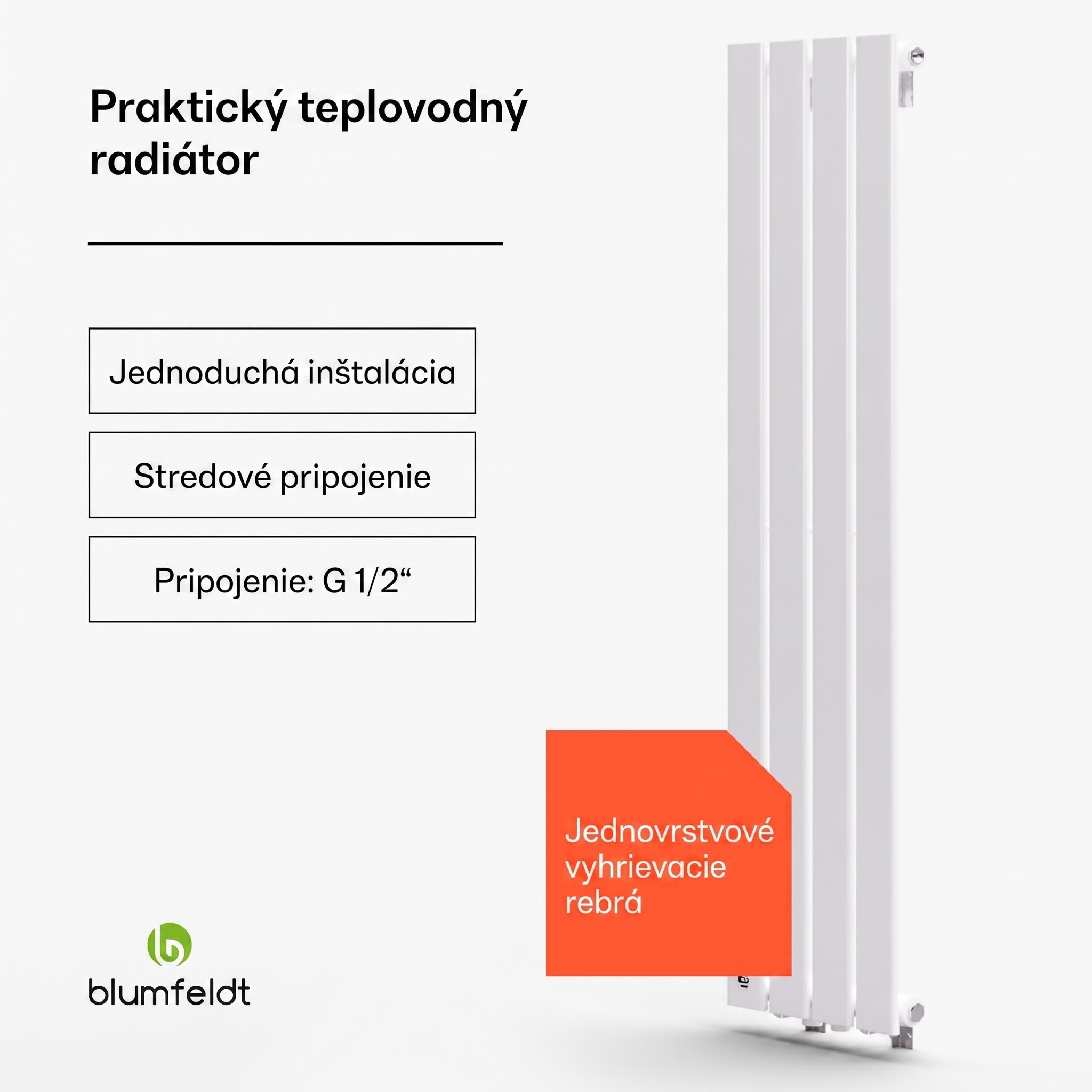 Blumfeldt Ontario, radiátor, 30 x 120, pripojenie 1/2", inštalácia na stenu, 733 W – Obrázok 3