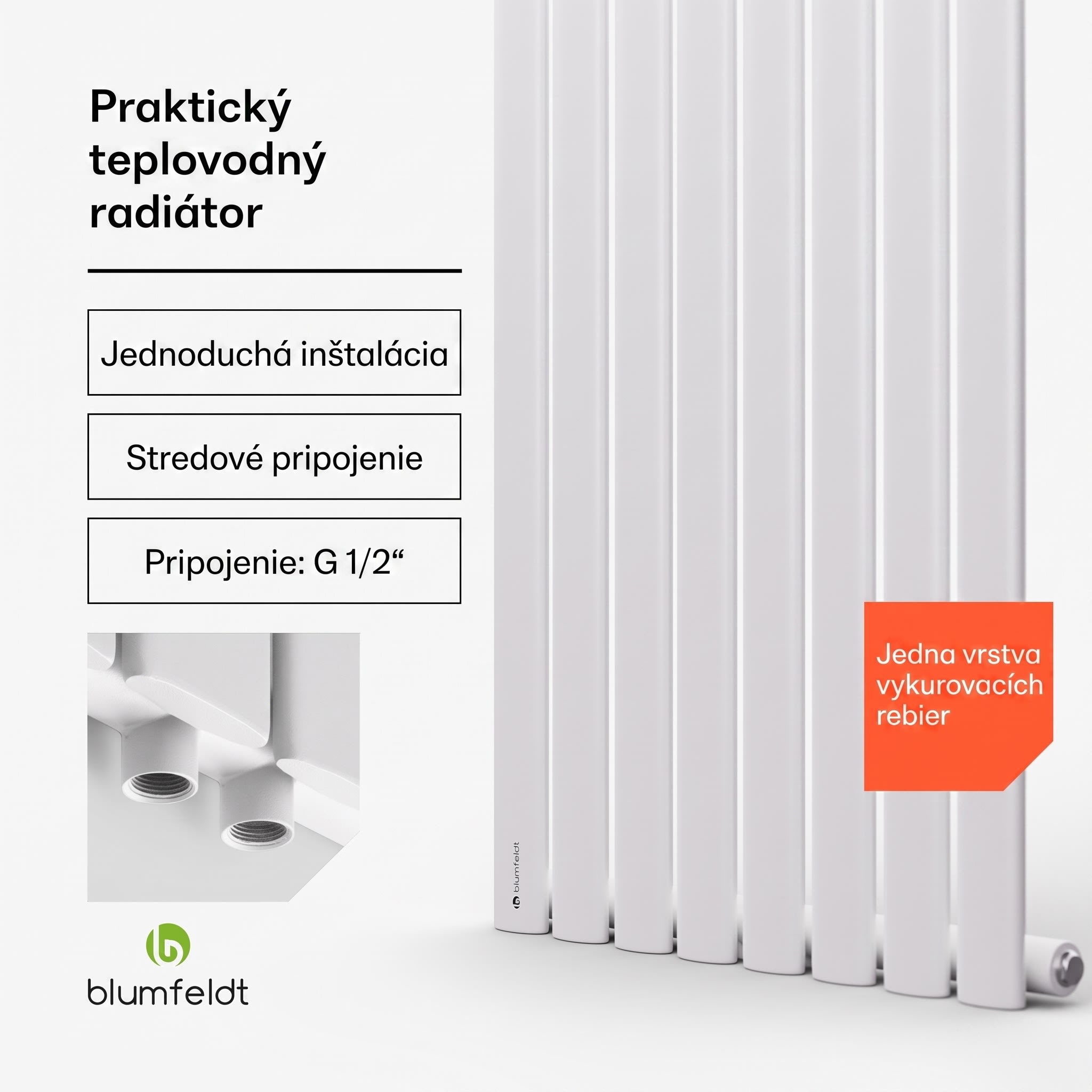 Blumfeldt Tallheo, 47 x 160, radiátor, rúrkový radiátor, 728 W, teplá voda, 1/2 – Obrázok 3