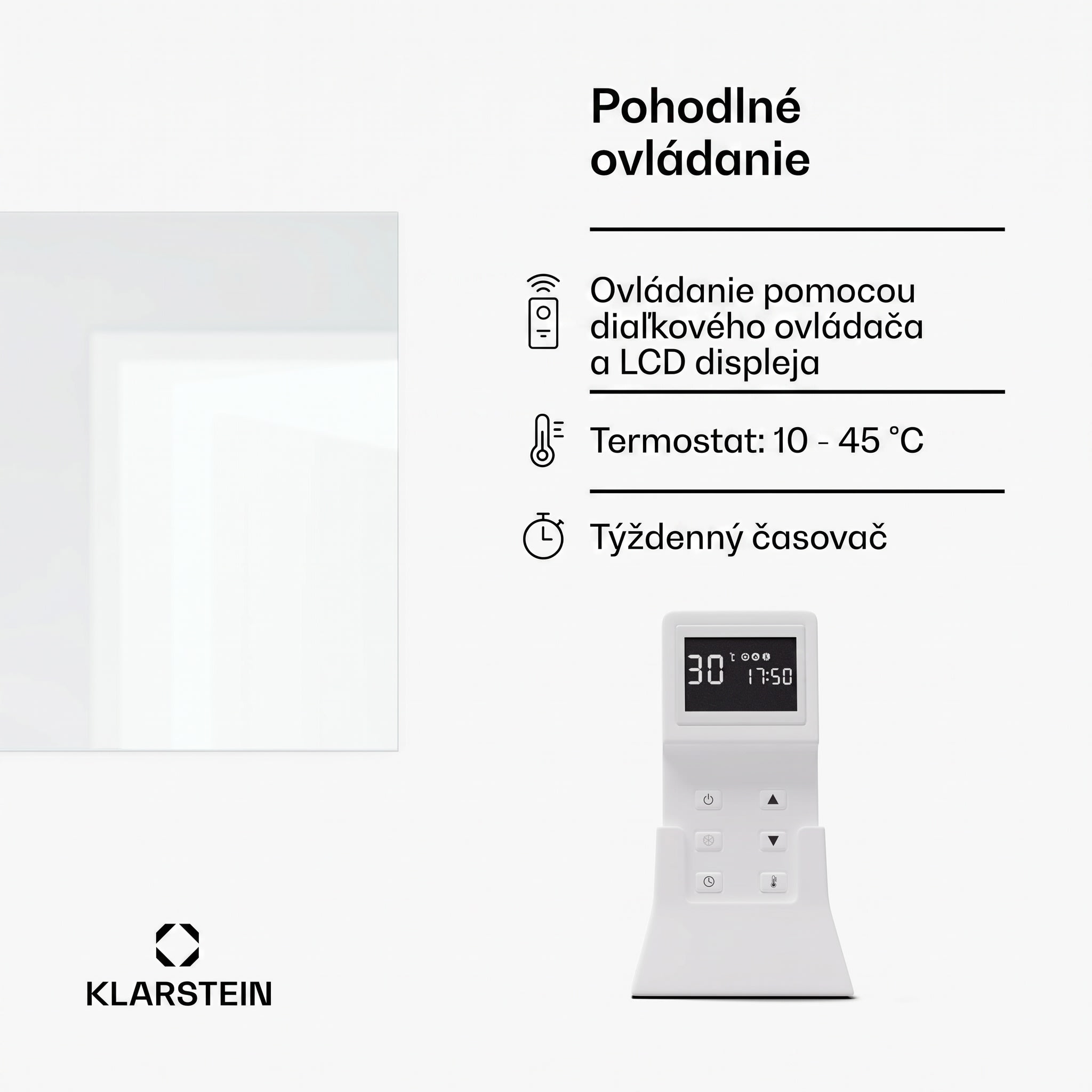Klarstein Marvel Mirror 600, infračervený ohrievač, 600 W, týždenný časovač, zrkadlo – Obrázok 4