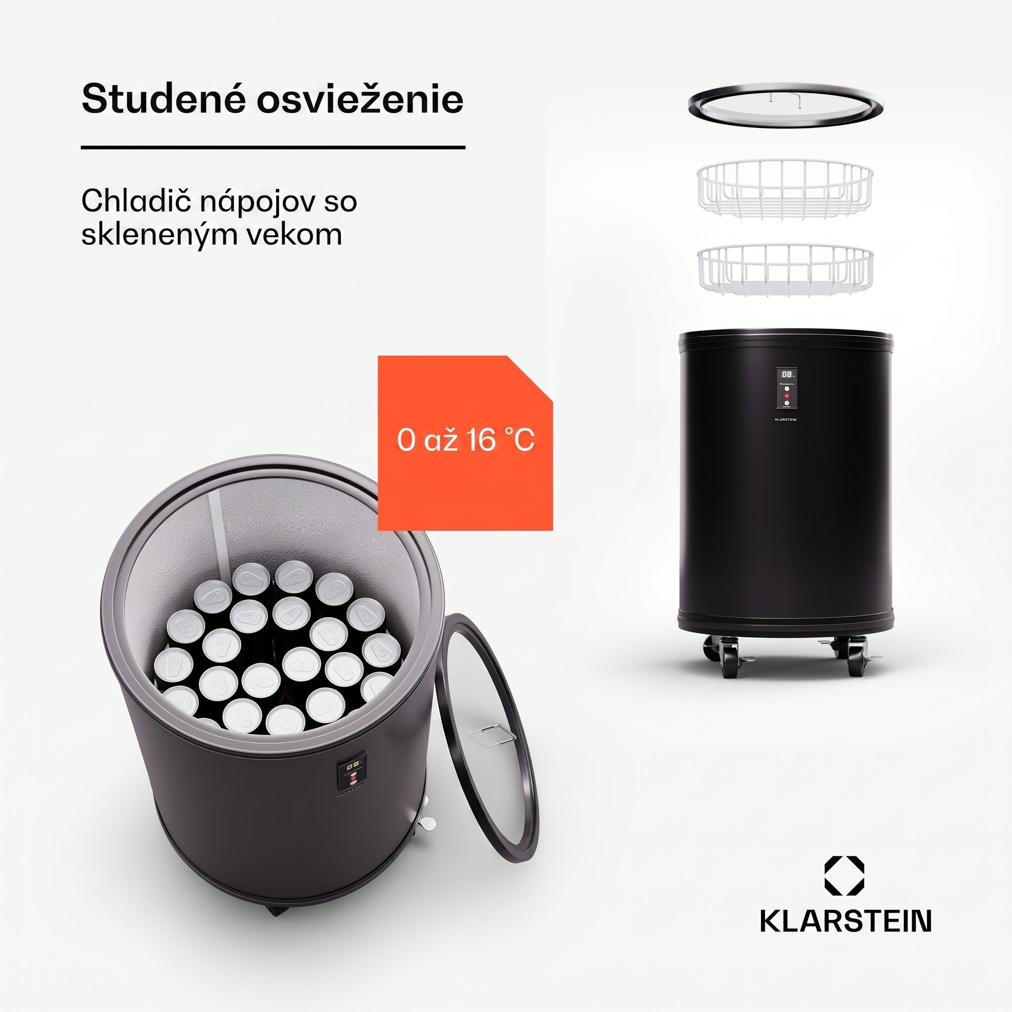 Klarstein Mr. Barbot 30, chladnička na nápoje, barová chladnička, 30 litrov, 0-16 °C, mobilná – Obrázok 2
