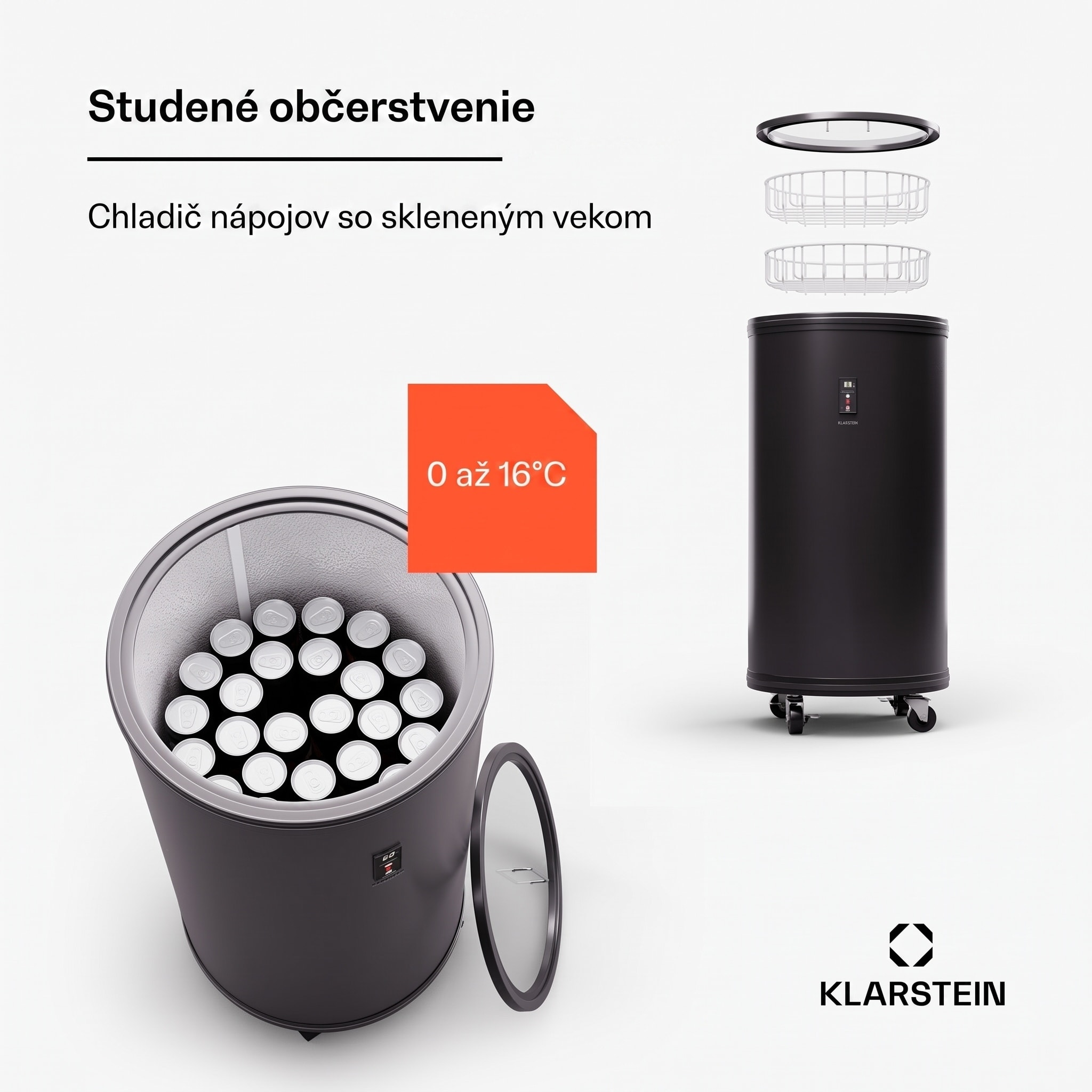 Klarstein Mr. Barbot 50, chladnička na nápoje, barová chladnička, 50 litrov, 0-16 °C, mobilná – Obrázok 2