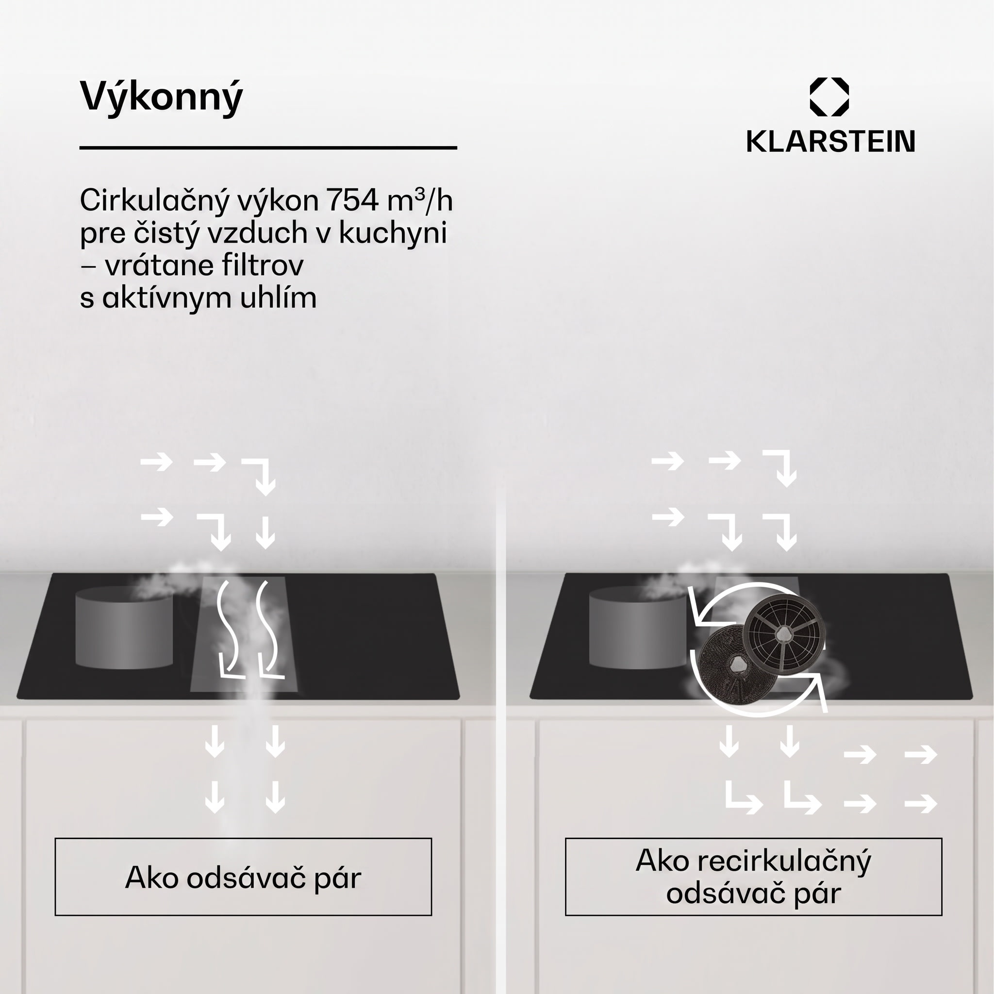 Klarstein AirJet 83, Down Air System, indukčný sporák + DownAir-digestor, 754 m³/h, A++ – Obrázok 5