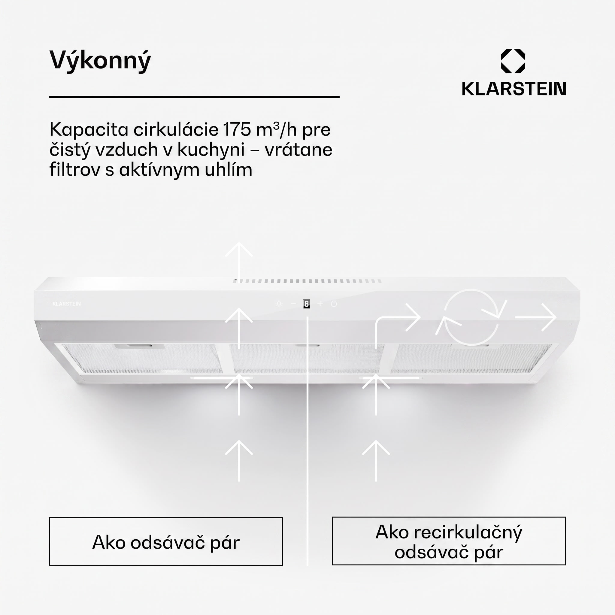 Klarstein Contempo Neo, digestor, podskrinkový, recirkulácia, 192 m³/h, SenseControl, integrované dotykové ovládanie, nehrdzavejúca oceľ / akrylové sklo – Obrázok 3