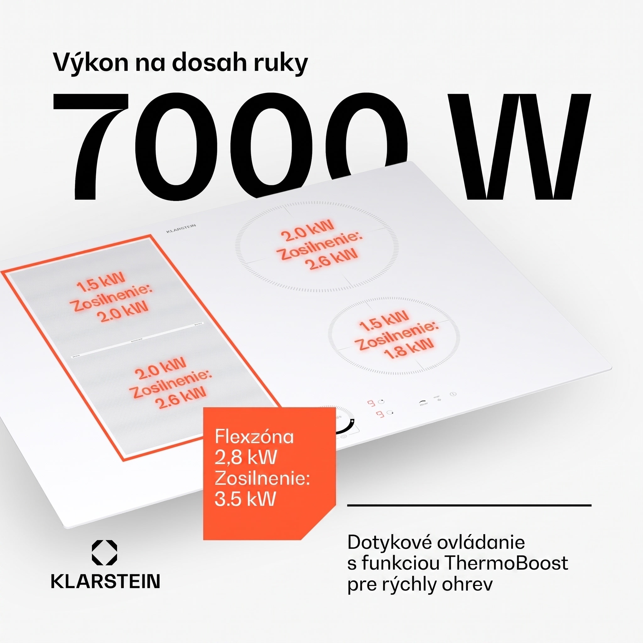 Klarstein Delicatessa 70 Hybrid, vstavaná indukčná varná doska, 4 zóny, 7000 W, sklokeramika – Obrázok 3