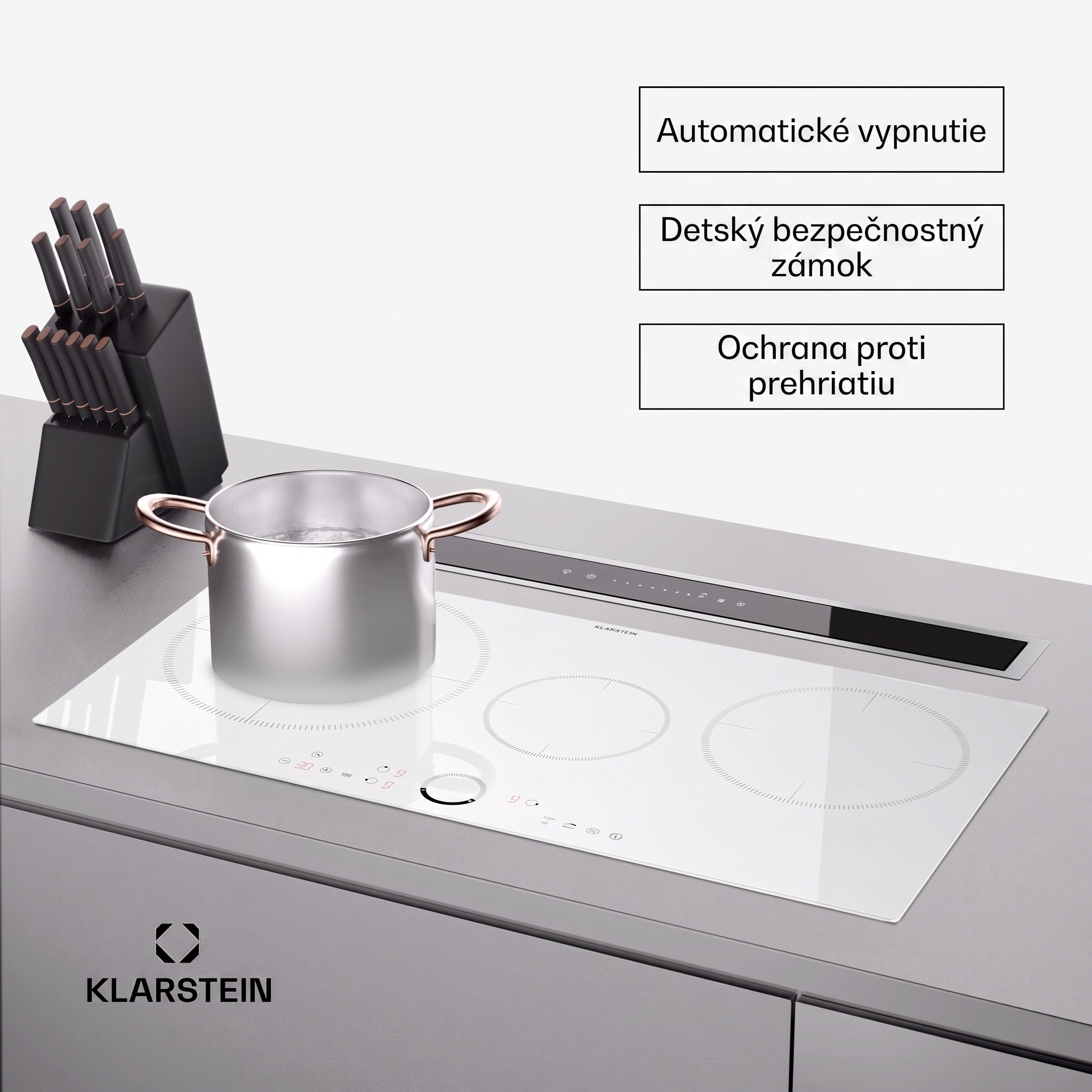 Klarstein Delicatessa 80, vstavaná indukčná varná doska, 3 zóny, 6000 W, Paella zóna, sklokeramika – Obrázok 4