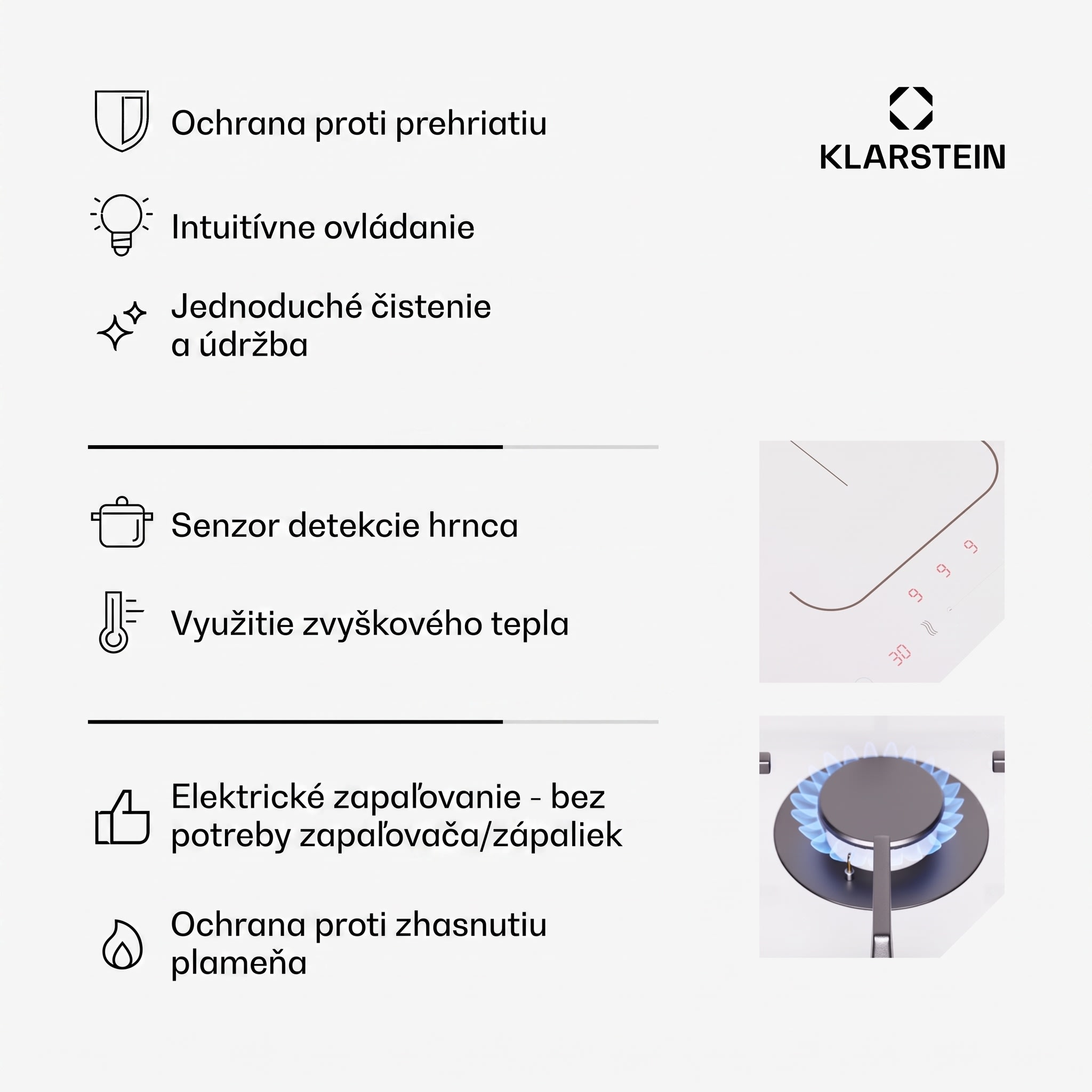 Klarstein MultiChef 4, indukčná a plynová varná doska, 4 varné zóny, 2 plynové horáky, 2 indukčné varné dosky, FlexZone – Obrázok 4