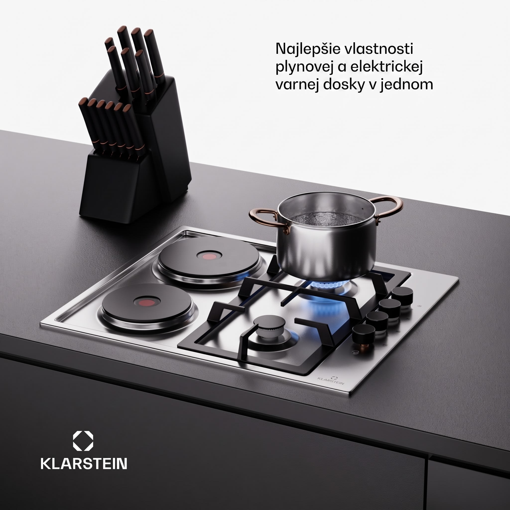 Klarstein MultiChef 4 varná doska elektrická a plynová 4 varné zóny 2 plynové horáky 2 elektrické varné dosky – Obrázok 5