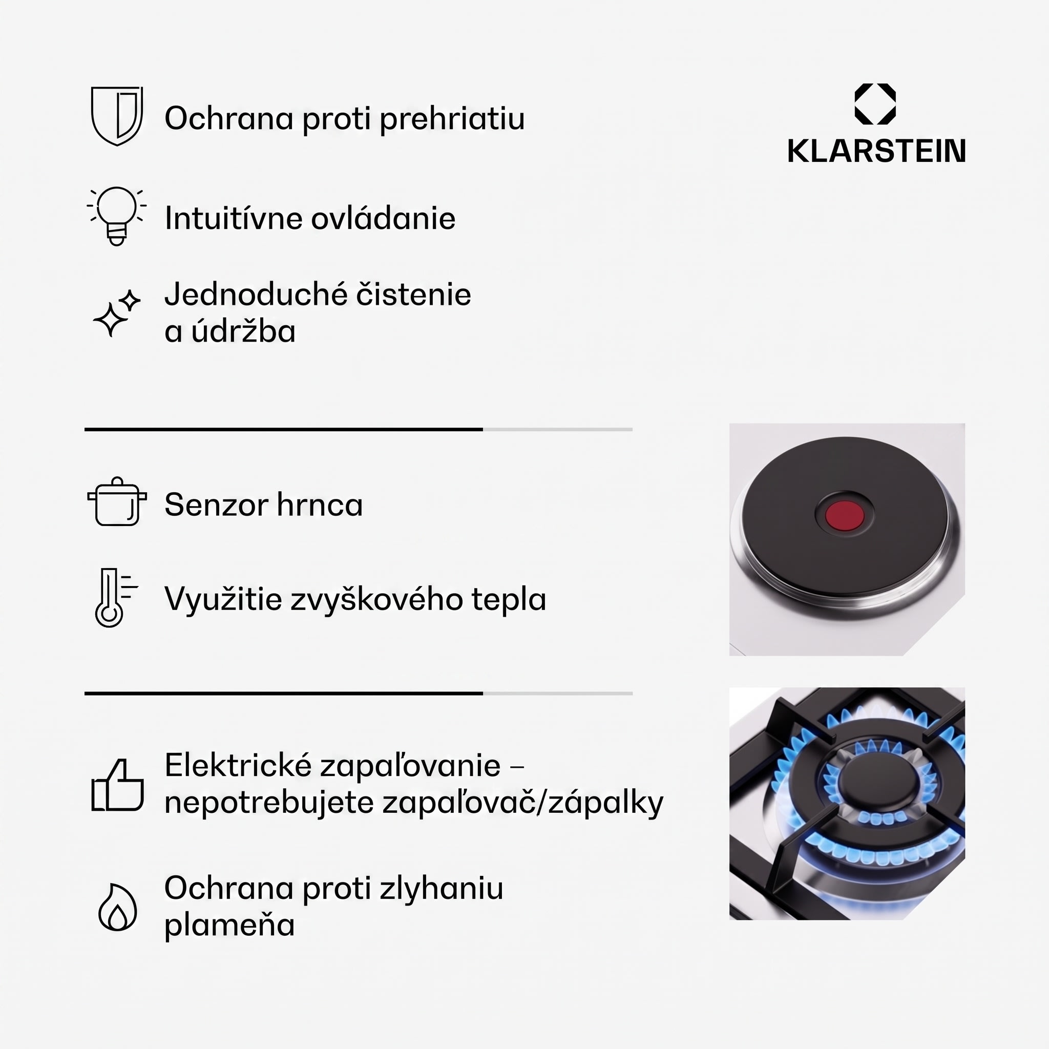 Klarstein MultiChef 5 Hot Plate, elektrická a plynová varná doska, 5 varných zón, 4 horáky, 1 elektrická platňa – Obrázok 4