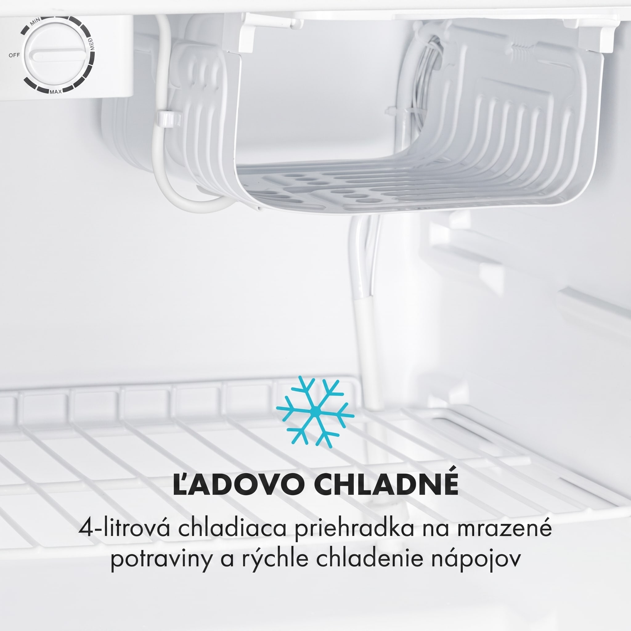 Klarstein Cool Kid, mini chladnička, 66 l, mraziaci priečinok 4 l, 41 dB, energet. trieda F, brúsená nehrdzavejúca oceľ – Obrázok 3