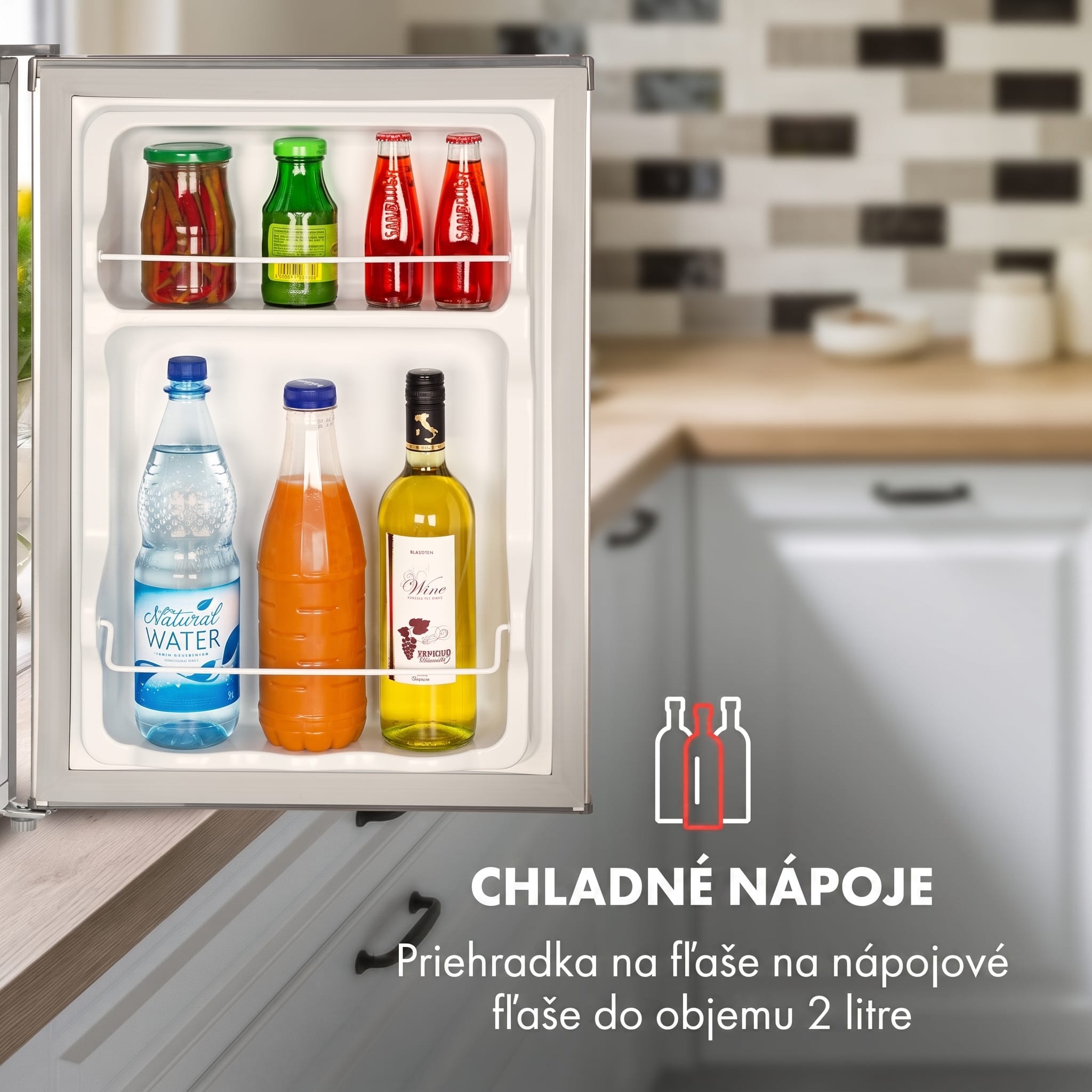 Klarstein Cool Kid, mini chladnička, 66 l, mraziaci priečinok 4 l, 41 dB, energet. trieda F, brúsená nehrdzavejúca oceľ – Obrázok 5
