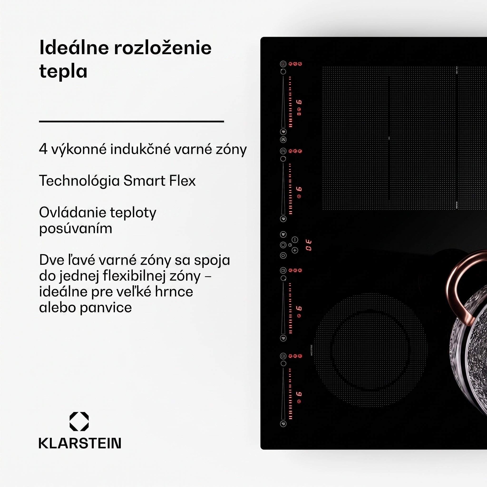 Klarstein Masterzone 60 Hybrid, indukčná varná doska, vstavaná, max. 9600 W, 4 Flex zóny, technológia ThermoBoost, Smart Flex – Obrázok 2