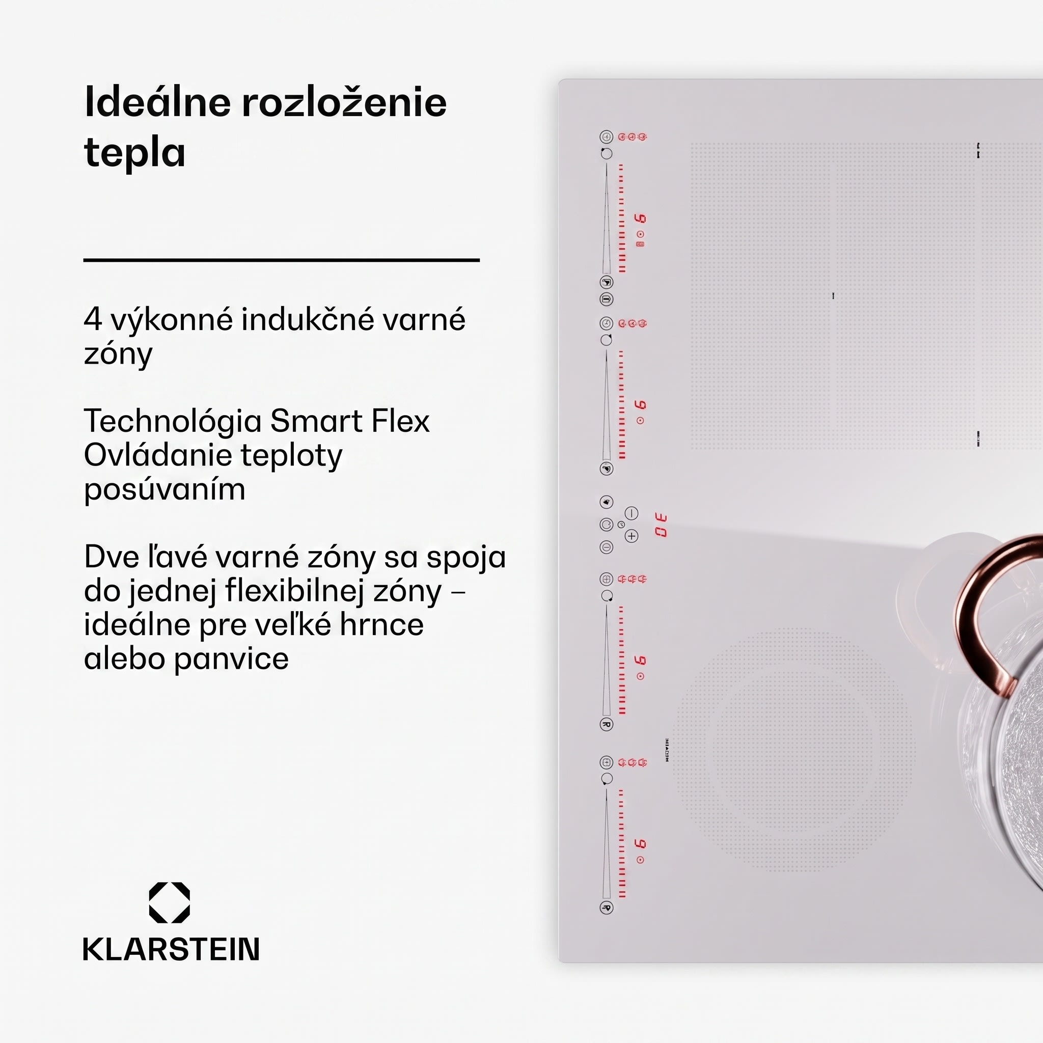 Klarstein Masterzone 60 Hybrid, indukčná varná doska, vstavaná, 4 flex zóny – Obrázok 2