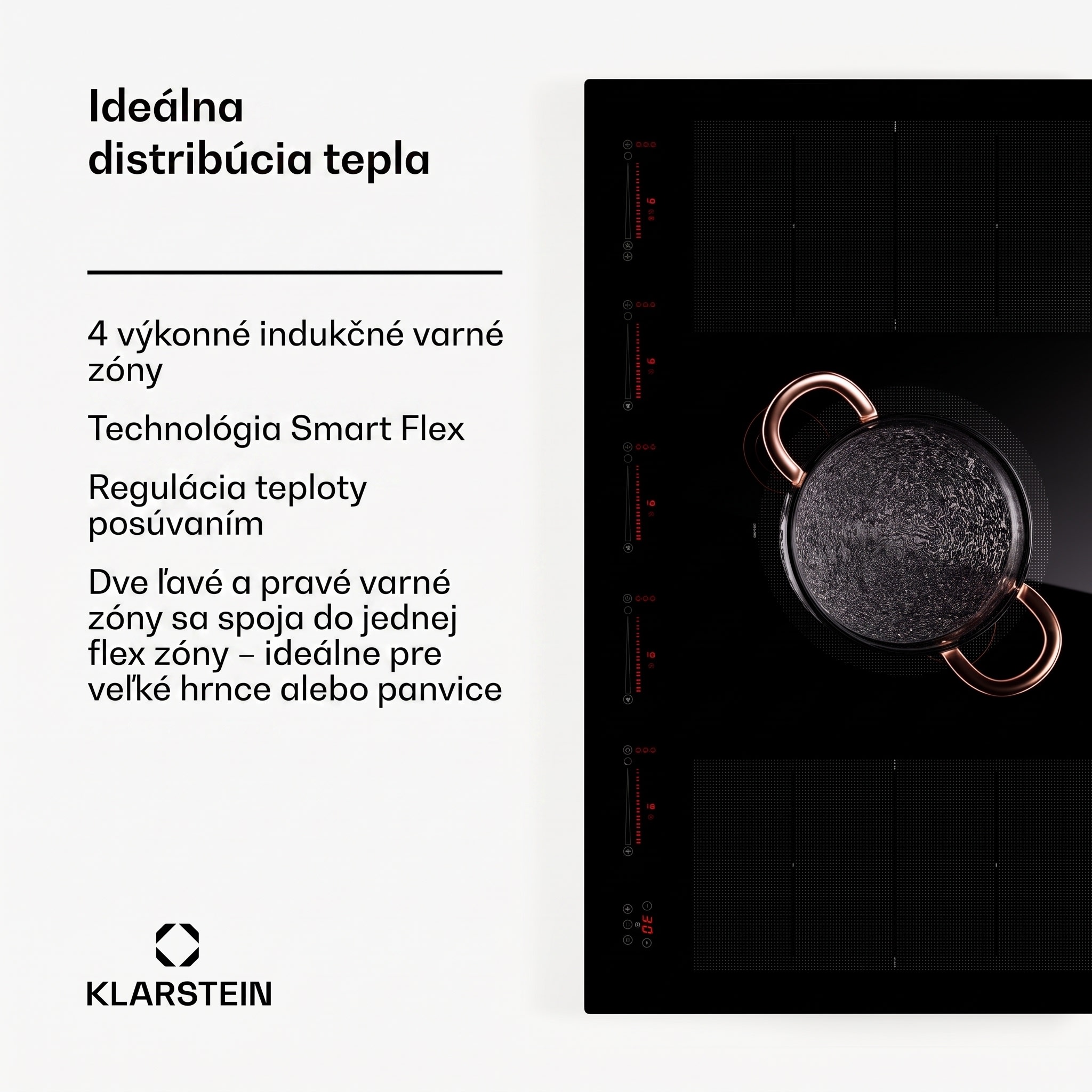 Klarstein Masterzone 90 Flex, indukčná varná doska, max. 12 600 W, vstavaná, 5 zón, 2 Flex zóny, technológia ThermoBoost, Smart Flex – Obrázok 2