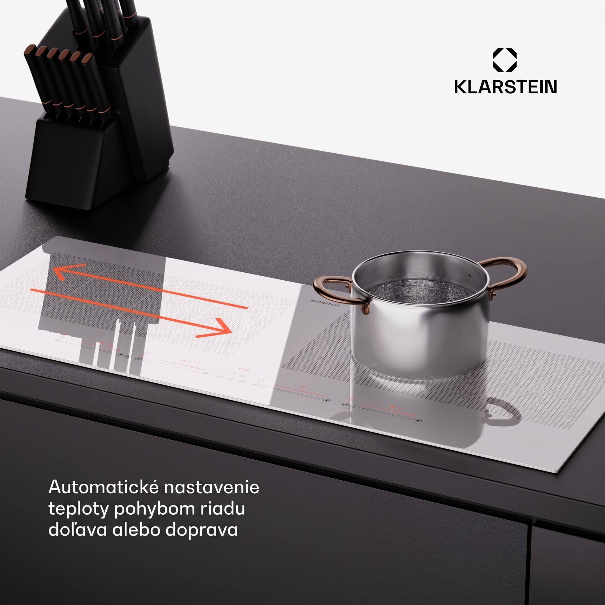 Klarstein Masterzone 90 Slim Flex, indukčná varná doska, max. 7200 W, vstavaná, 4 zóny, 2 Flex zóny, technológia ThermoBoost, Smart Flex – Obrázok 4