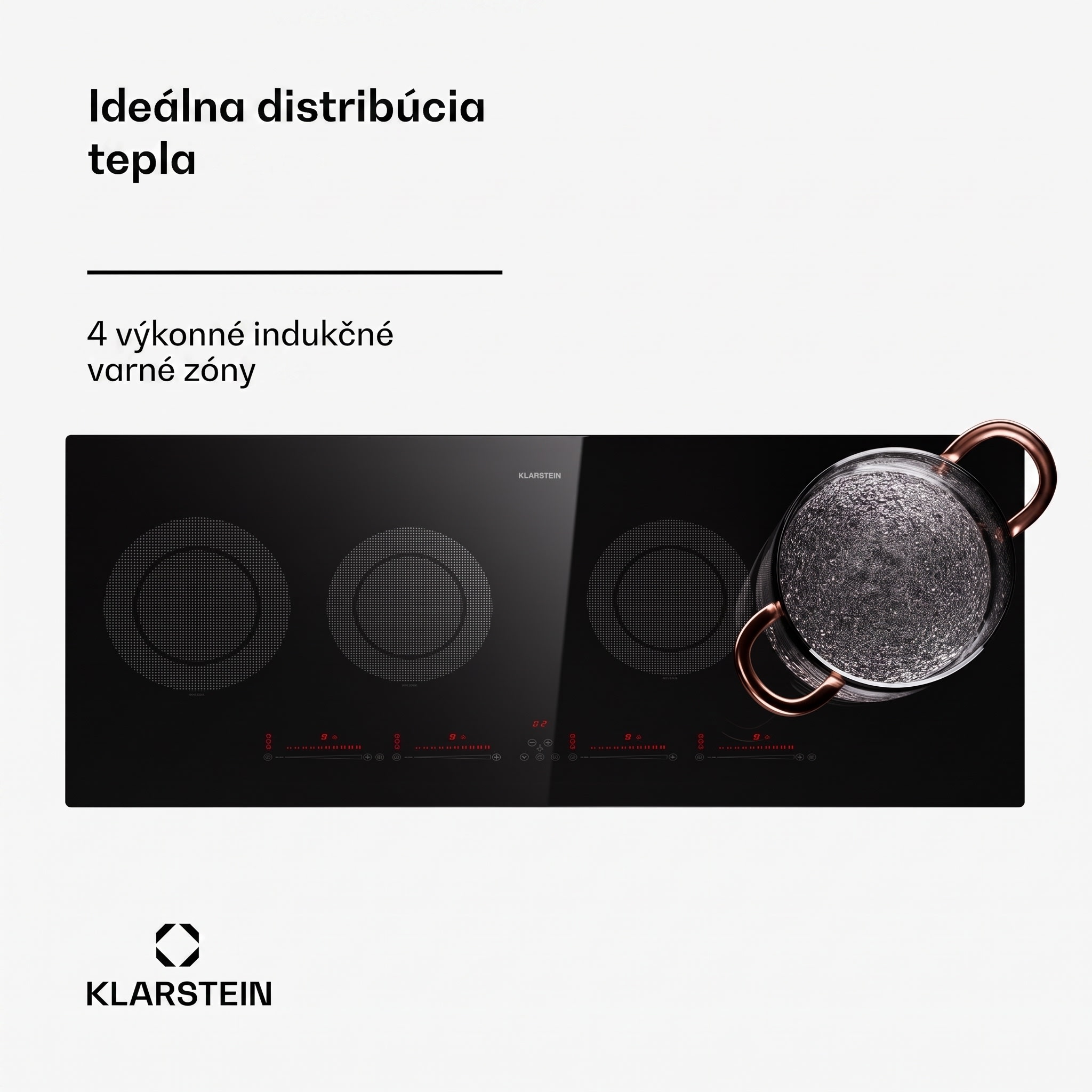 Klarstein Masterzone Slim Round, indukčná varná doska, max. 7200 W, vstavaná, 4 zóny – Obrázok 2