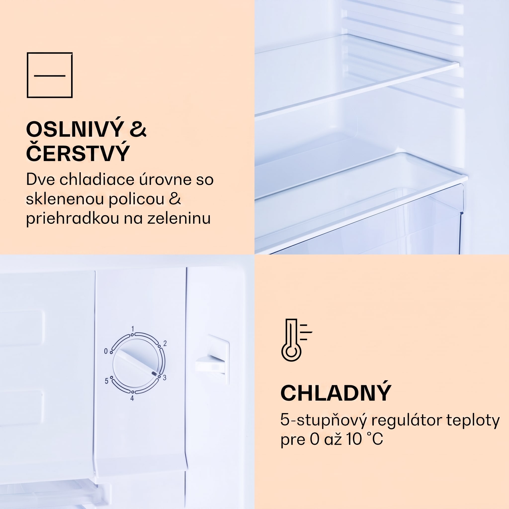 Klarstein CoolArt 79L, kombinovaná chladnička s mrazničkou, EEK E, mraziaci priestor 9 l, dizajnové dvere – Obrázok 5