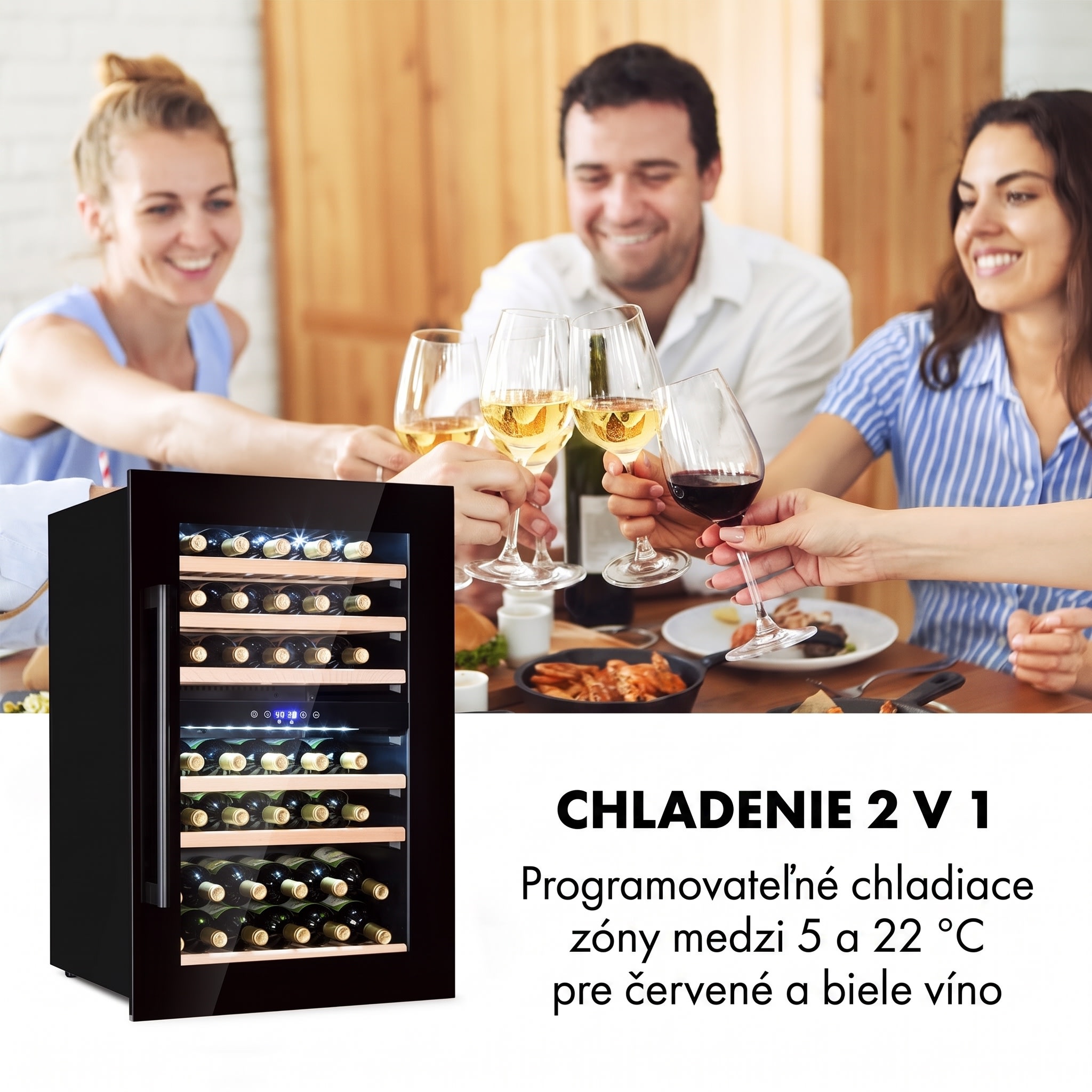 Klarstein Vinsider 41 vstavaná duo Onyx vinotéka 41 fliaš 2 zóny – Obrázok 5