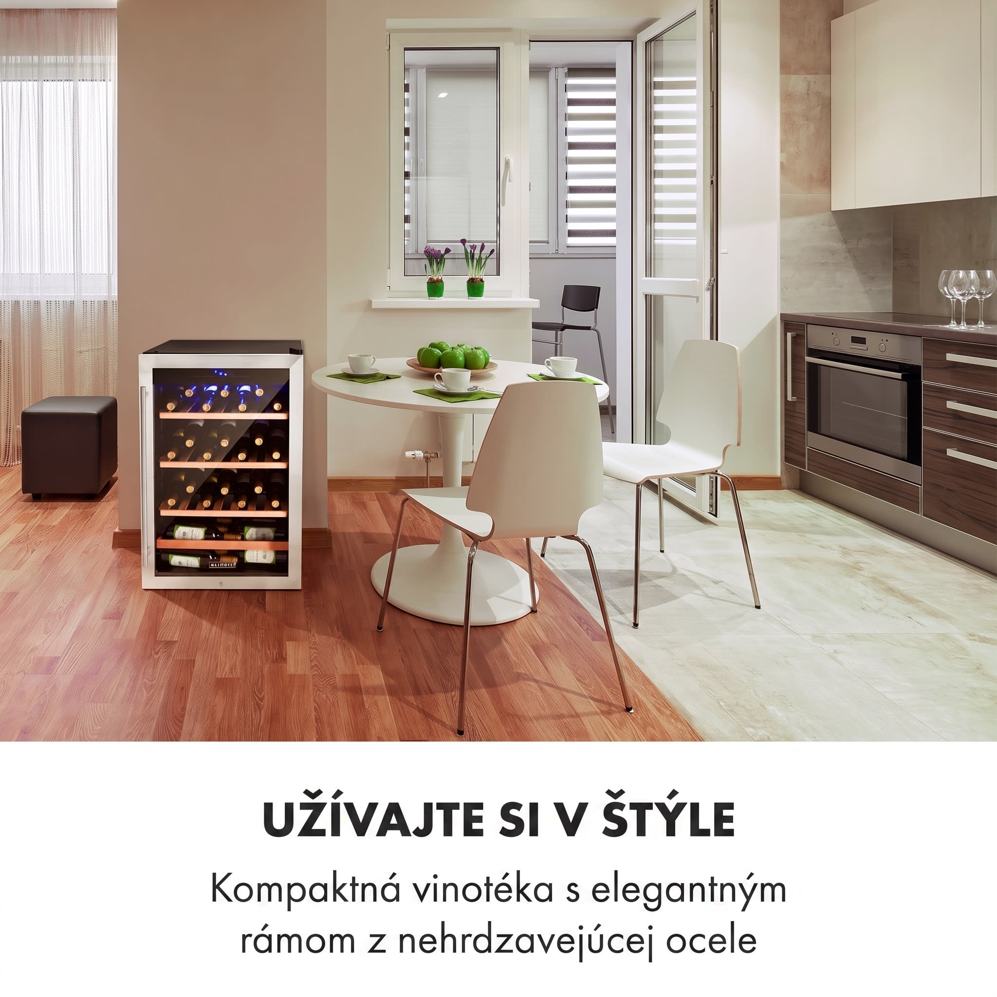 Klarstein Vinamour 48 Uno, vinotéka, 128 l, 48 fliaš, 3 police, 4–18°C, nehrdzavejúca oceľ – Obrázok 2