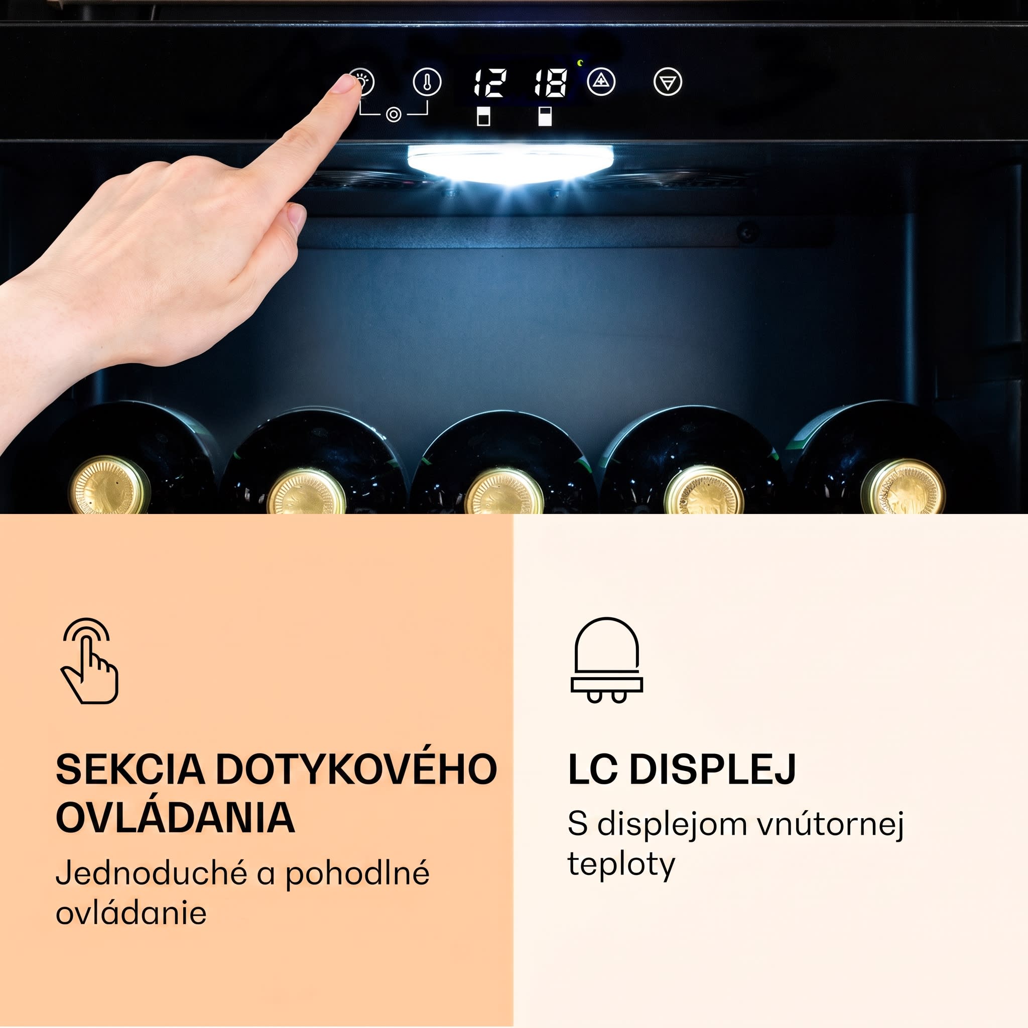 Klarstein Barossa 54 Duo, vinotéka, 148 l, 2 zóny, 54 fliaš, dotykový displej – Obrázok 5