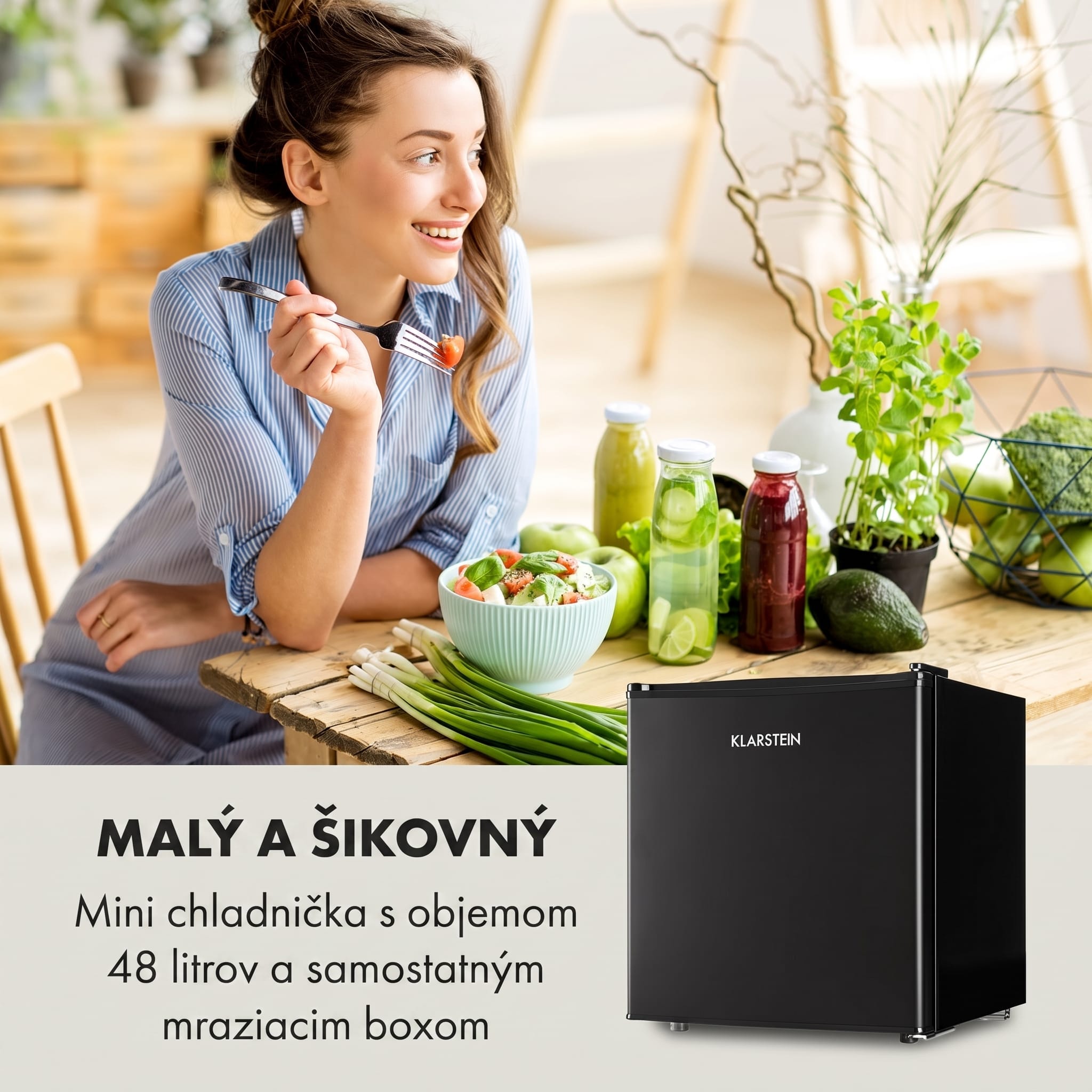 Klarstein Obsidian, chladnička, 46 l, priehradka na zeleninu – Obrázok 2
