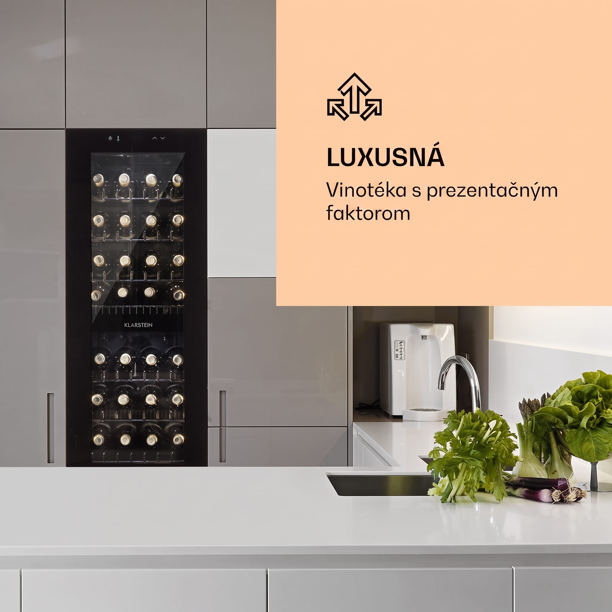 Klarstein Bellevine Deux 39 Flex, vinotéka, 105 l, 34 fliaš, 2 zóny – Obrázok 2