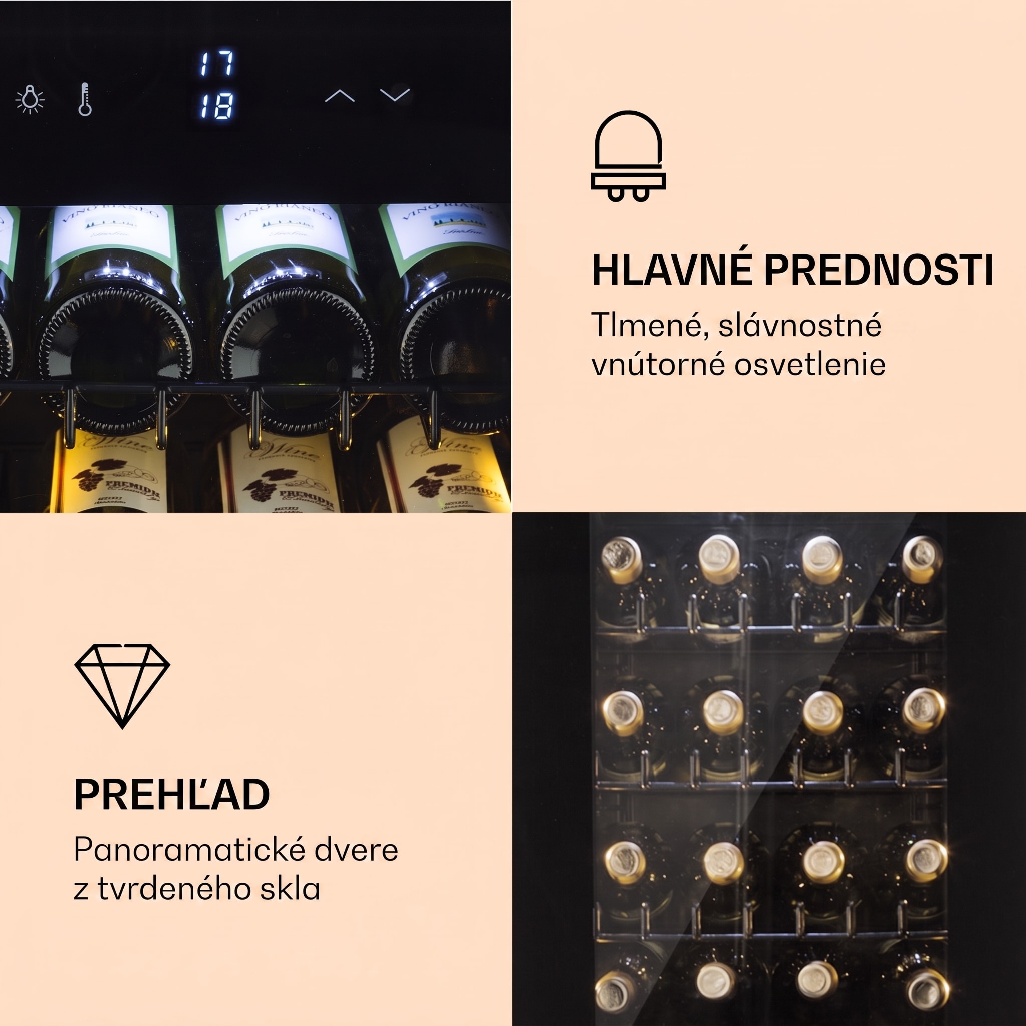Klarstein Bellevine Deux 39 Flex, vinotéka, 105 l, 34 fliaš, 2 zóny – Obrázok 3