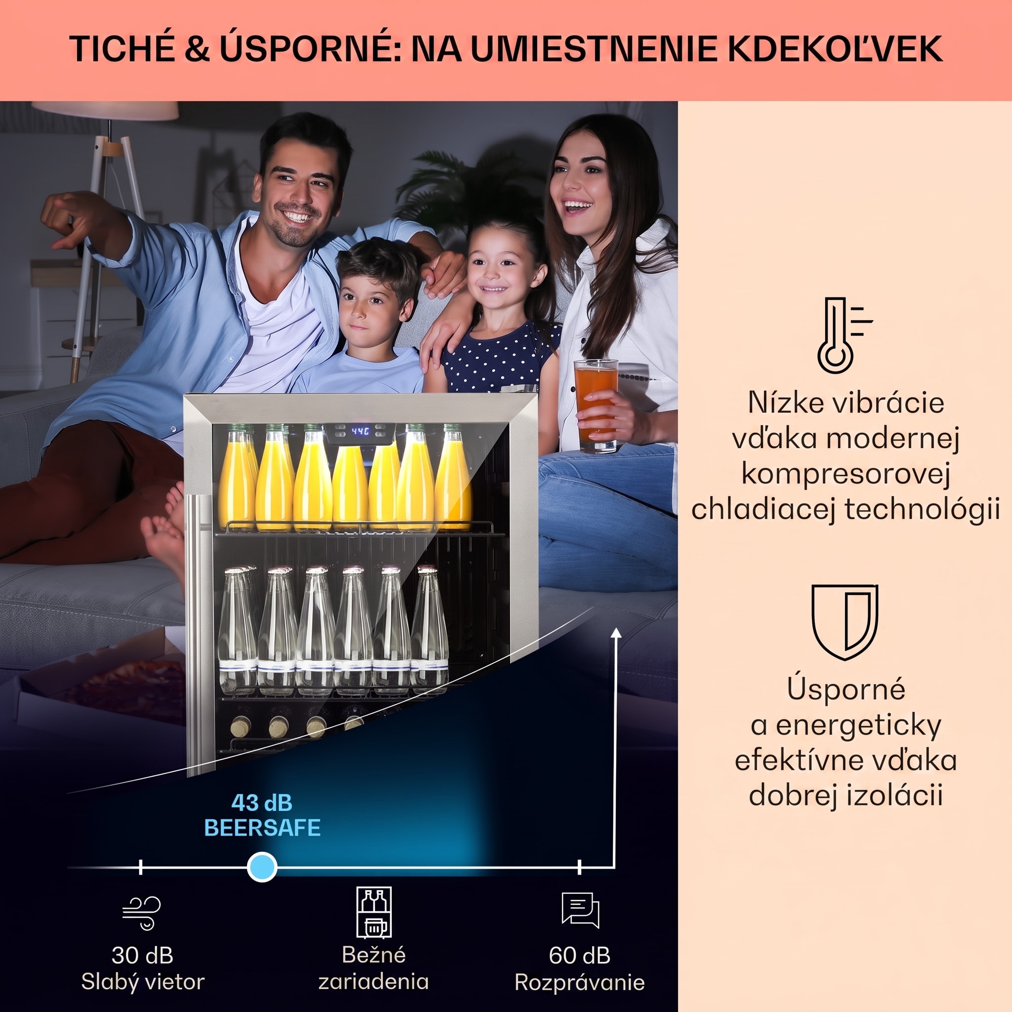 Klarstein Beersafe 5XL, chladnička, 147 l, 3 police, panoramatické sklenené dvere, nehrdzavejúca oceľ – Obrázok 3