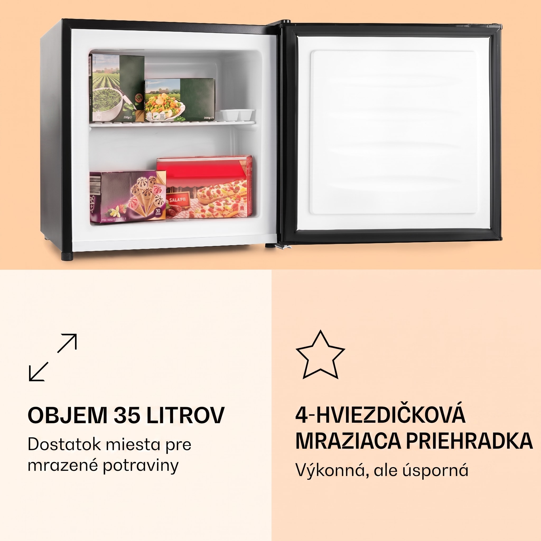 Klarstein Garfield, mraznička, mraziaci box, 35 l, 65 W, 4-hviezdičková, 2 úrovne – Obrázok 3