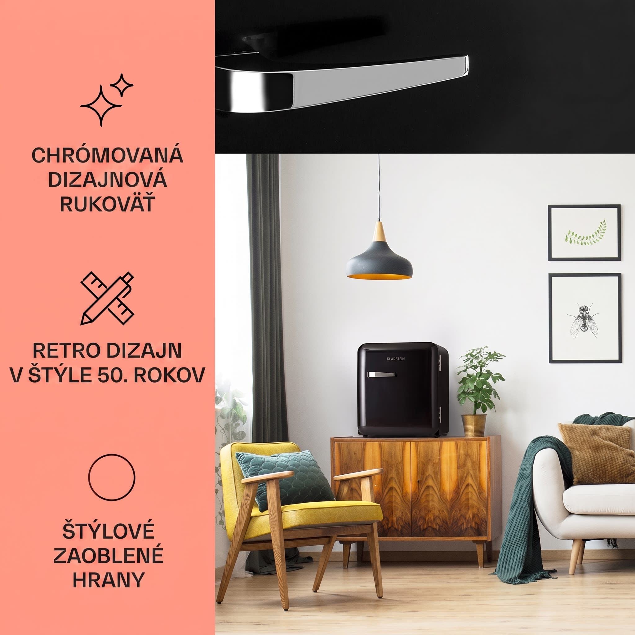 Klarstein Audrey Mini, retro chladnička, 48 l, 2 úrovne – Obrázok 2