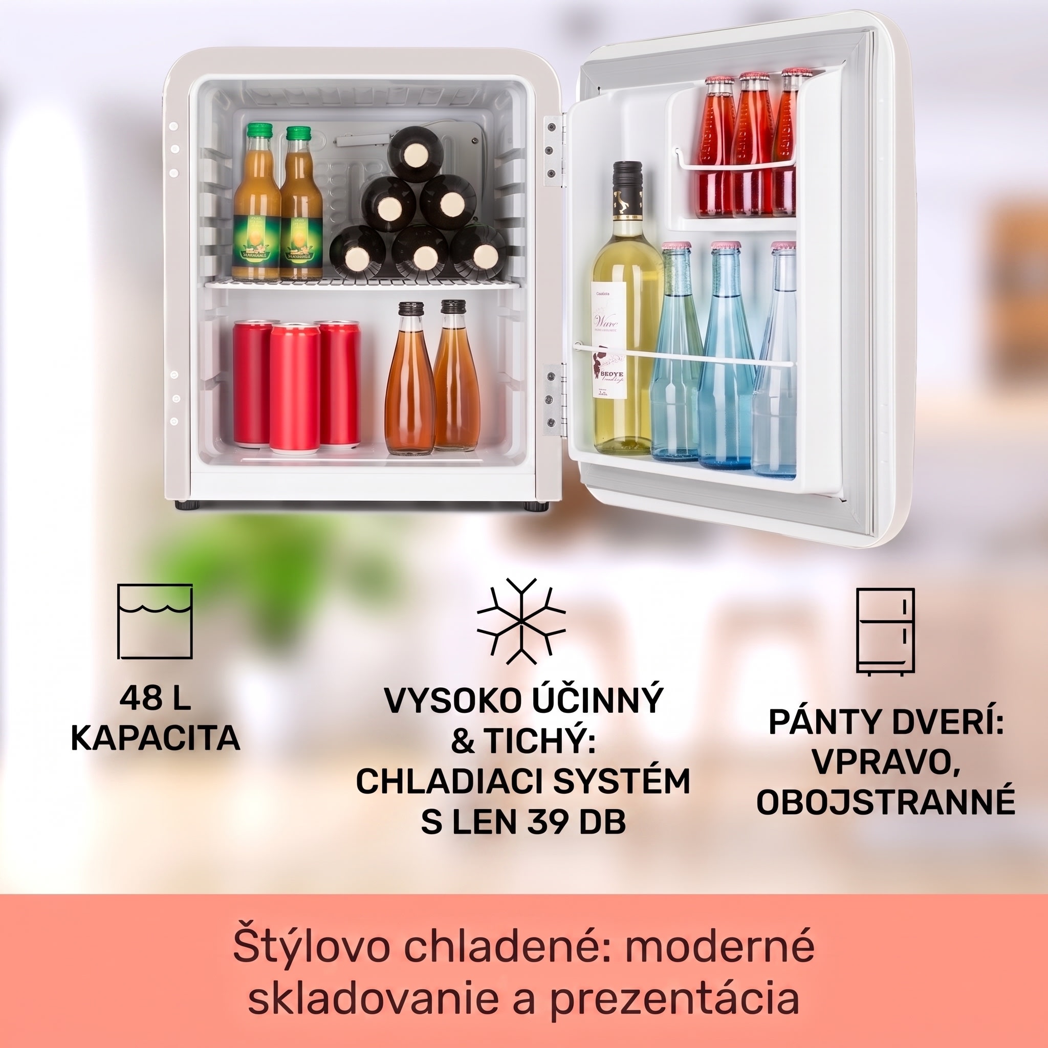 Klarstein Audrey Mini, retro chladnička, 48 l, 2 úrovne, energet. trieda F – Obrázok 2
