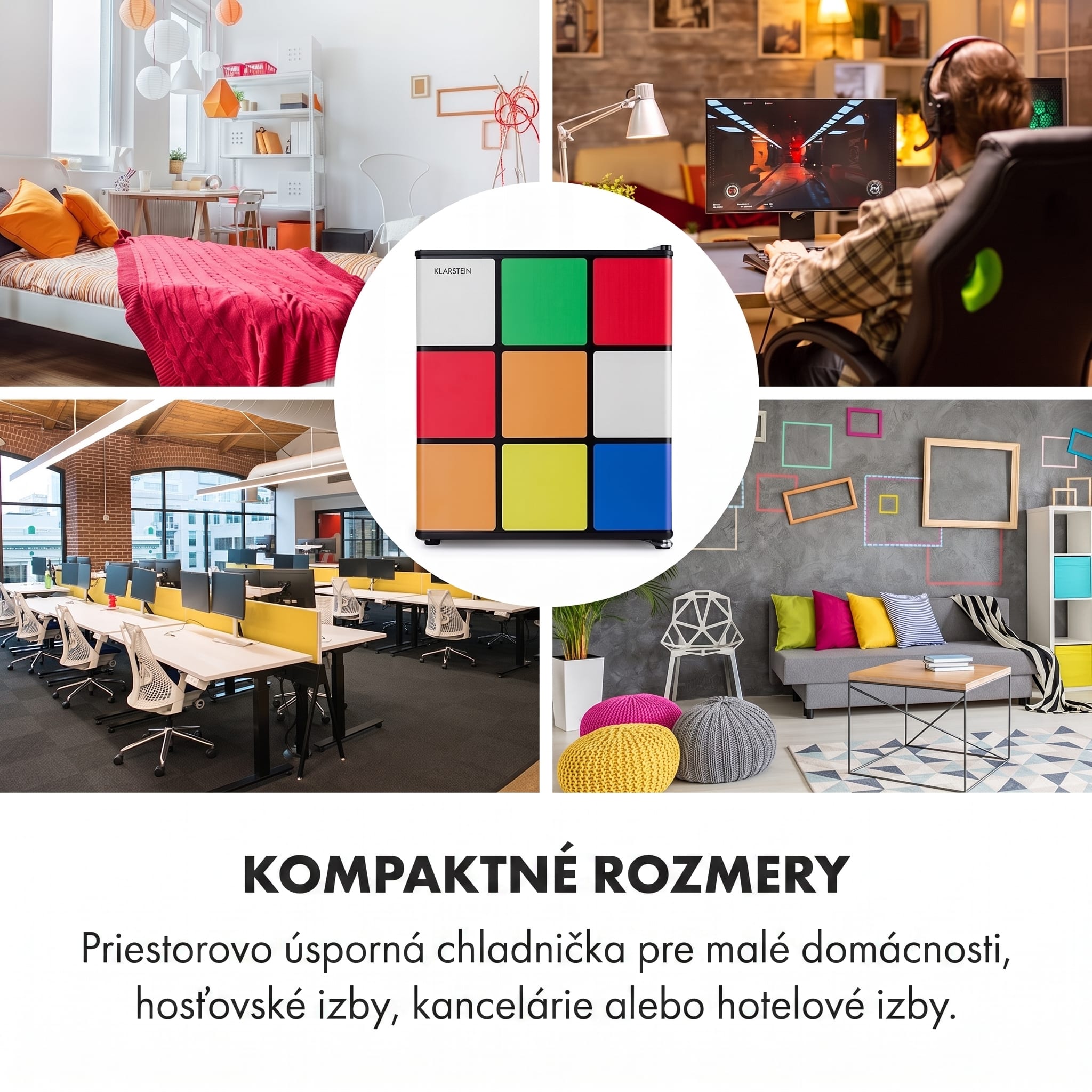 Klarstein Solve, chladnička, mini bar, 48 l, dizajn magickej kocky – Obrázok 4