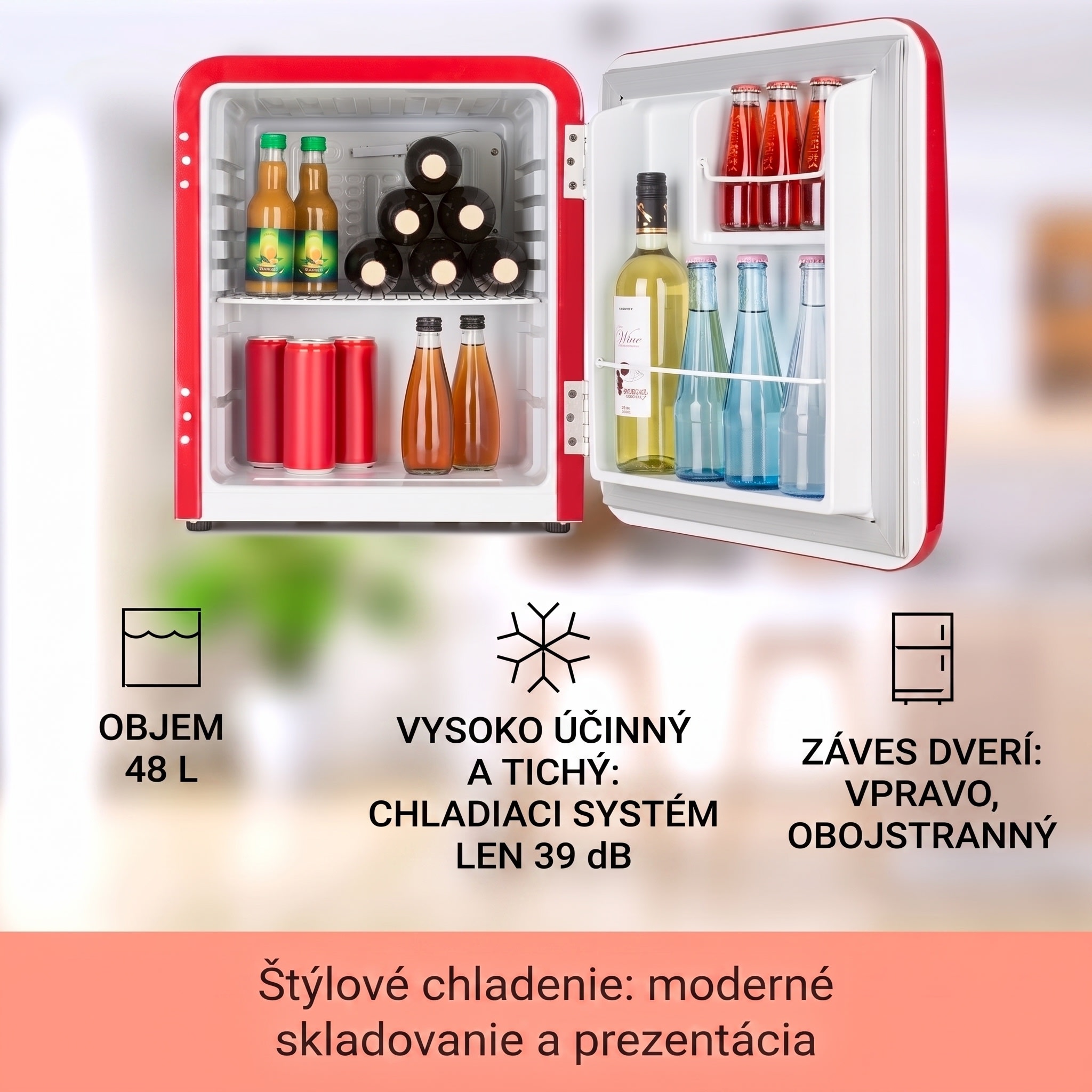 Klarstein Audrey Mini, retro chladnička, 48 l, 2 úrovne, energet. trieda F – Obrázok 2