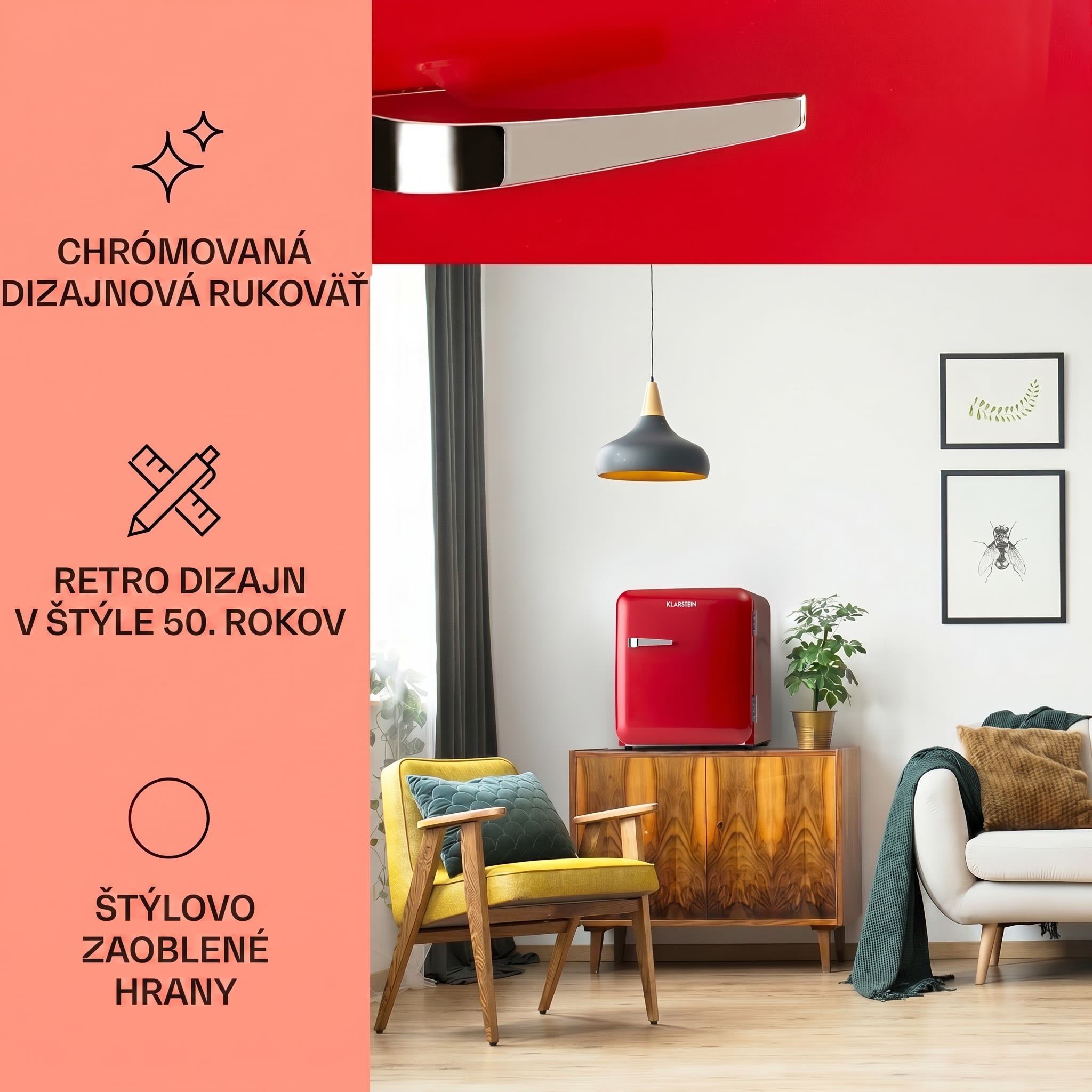 Klarstein Audrey Mini, retro chladnička, 48 l, 2 úrovne, energet. trieda F – Obrázok 3
