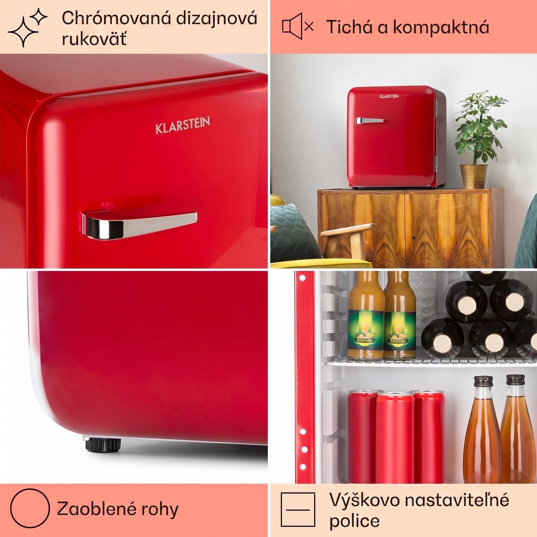 Klarstein Audrey Mini, retro chladnička, 48 l, 2 úrovne, energet. trieda F – Obrázok 5