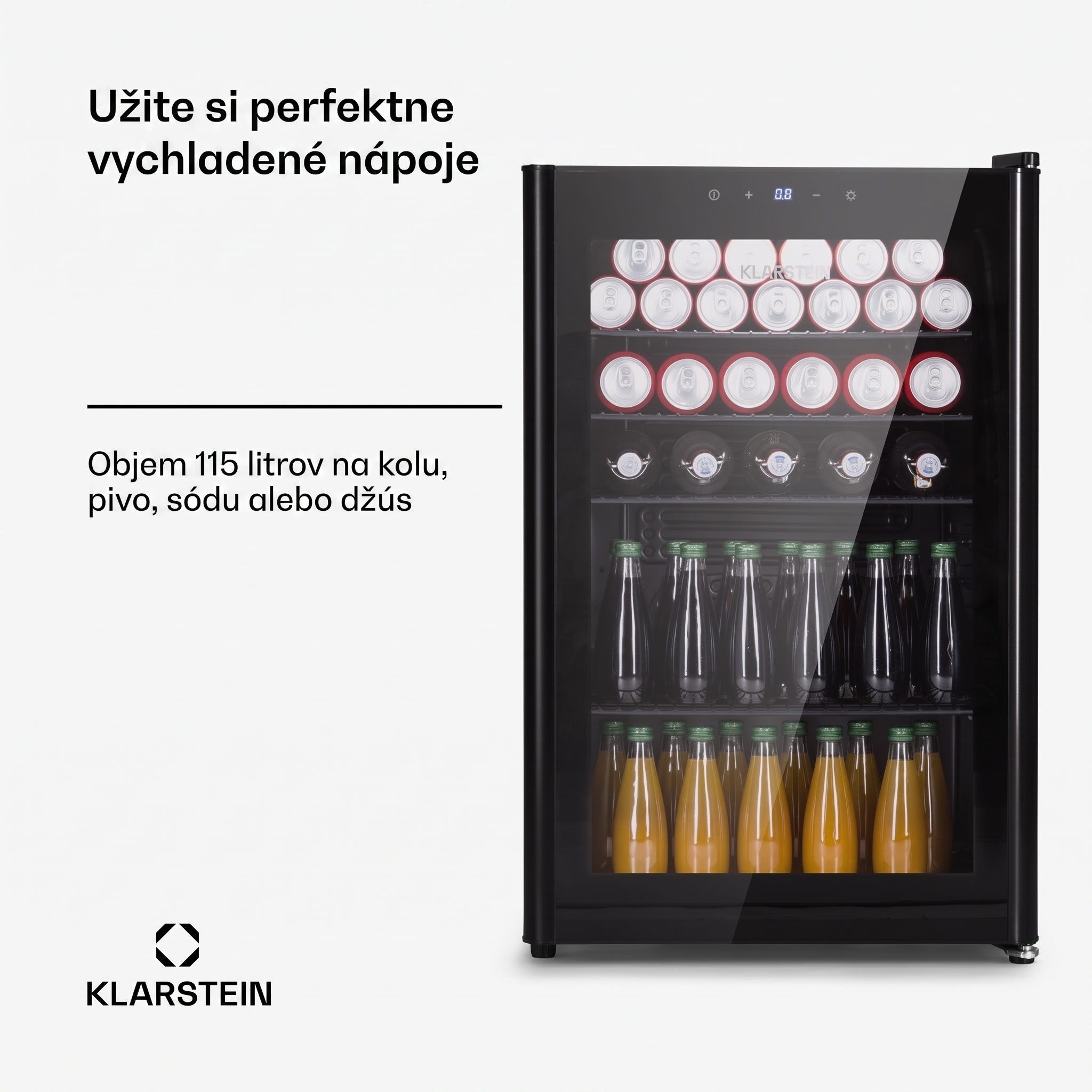Klarstein Beercave 115, chladnička, 115 l, 4 police, trojito izolované sklenené dvere, dotyková – Obrázok 2